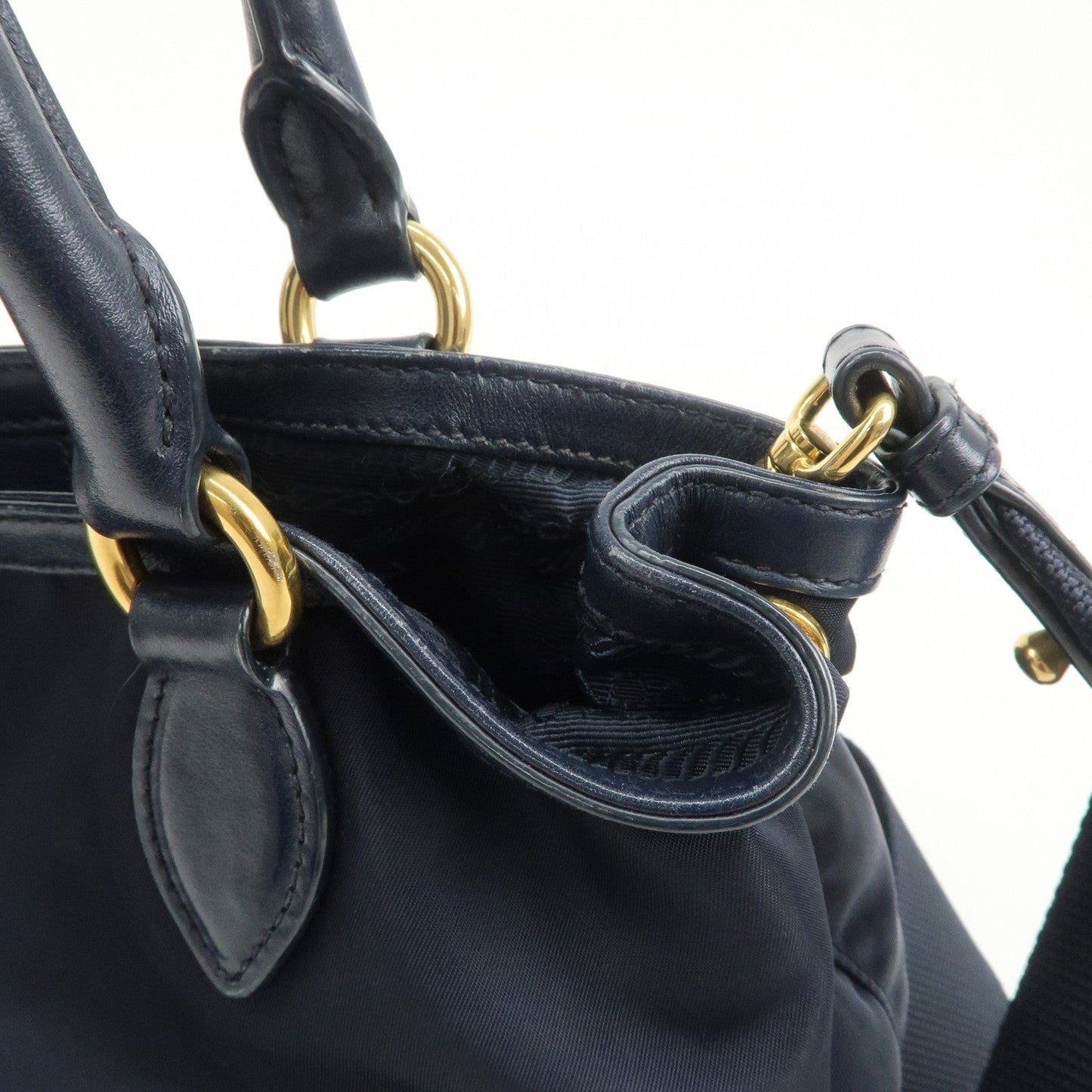 Prada Logo Nylon 2Way Bag Hand Bag Shoulder Bag Navy 1BA172【Pre-order】