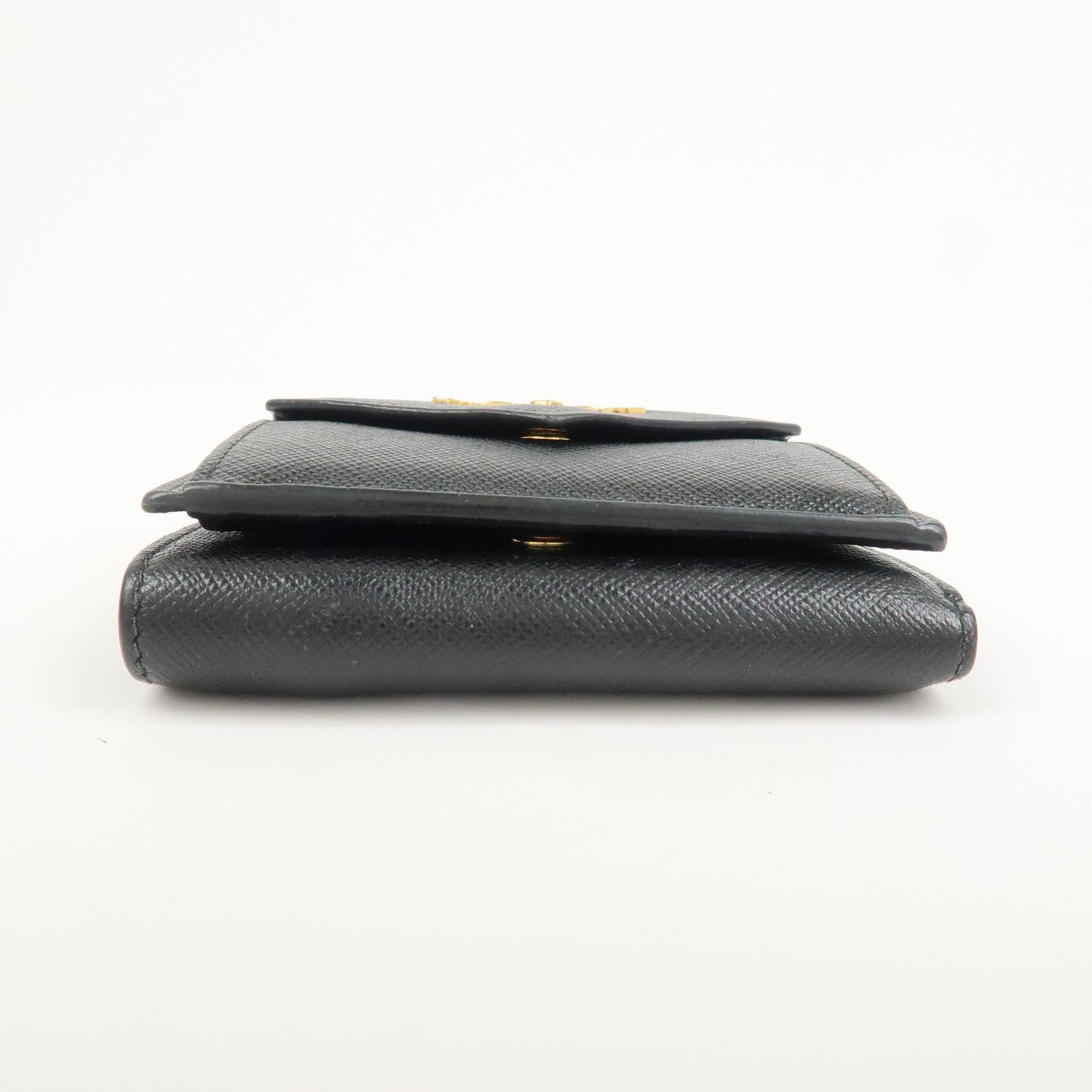 Prada Logo Saffiano Metal Tri-fold Small Wallet Black 1MH021【Pre-order】