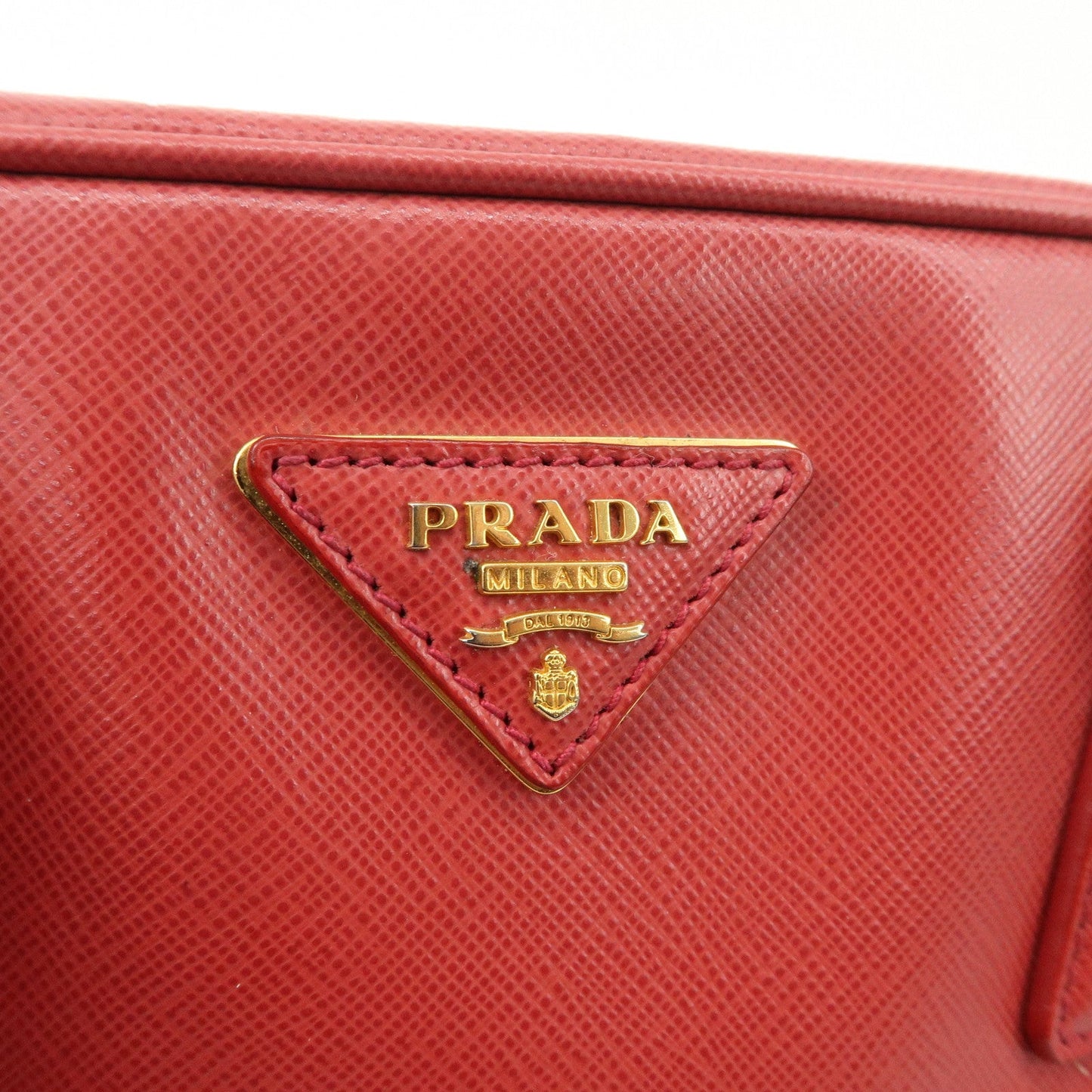 Prada Triangle Logo Saffiano Leather Boston Bag Hand Bag Red BL0095 Used【Pre-order】