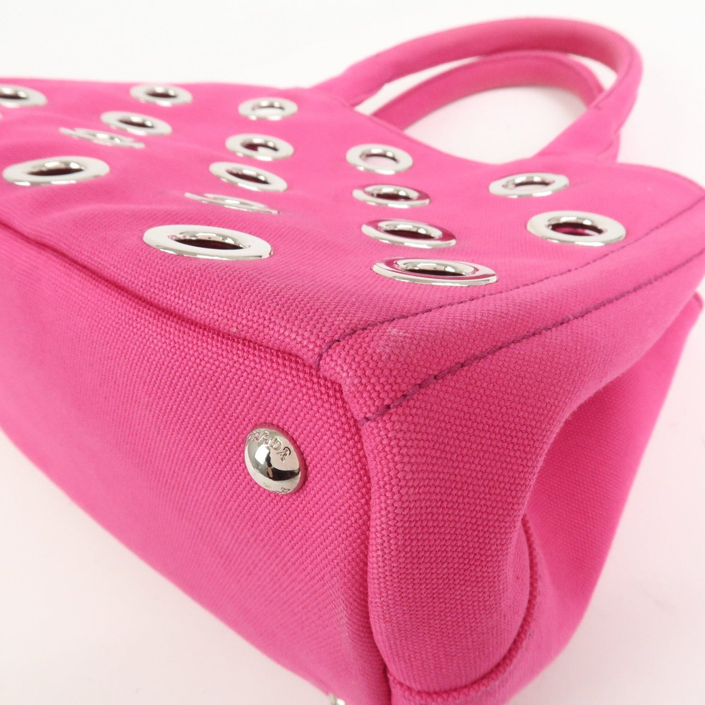Prada Grommet Canapa Mini Canvas 2Way Bag Hand Bag Pink 1BG439【Pre-order】