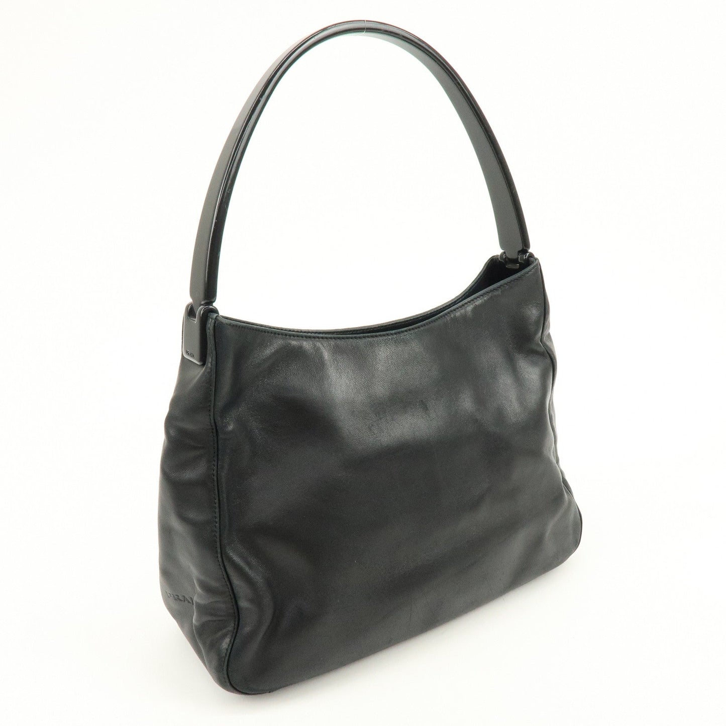 Prada Leather Plastic Hobo Shoulder Bag Hand Bag Black【Pre-order】