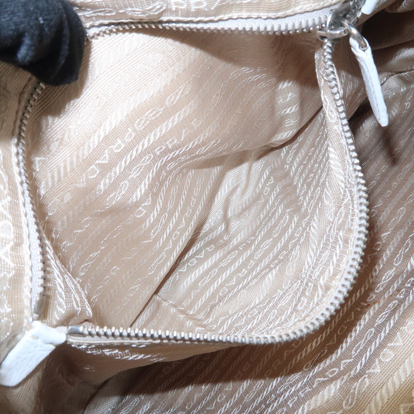Prada Triangle Logo Leather Nylon Shoulder Bag White Beige【Pre-order】