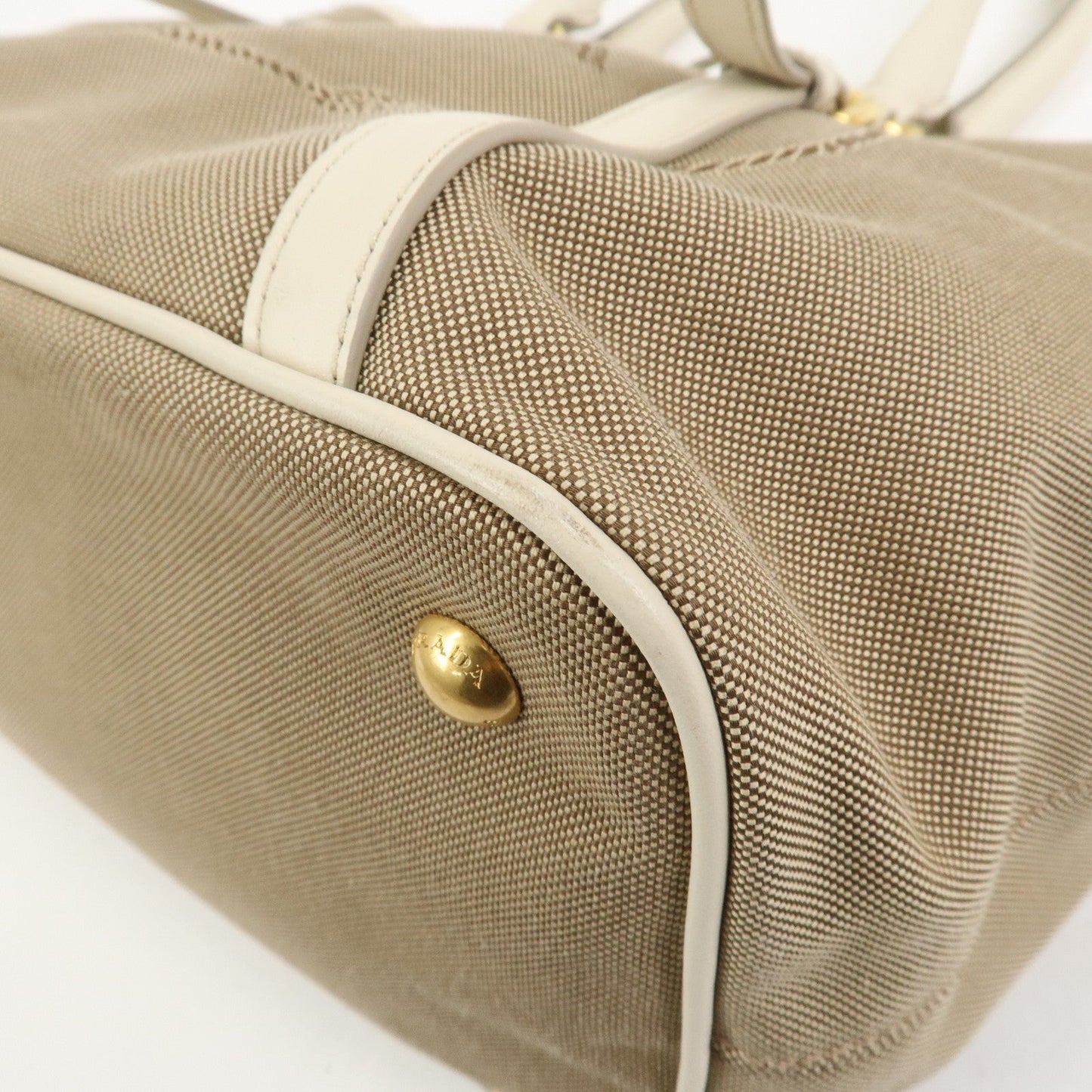 Prada Logo Jaquard Leather 2Way Hand Bag Shoulder Bag Beige White【Pre-order】
