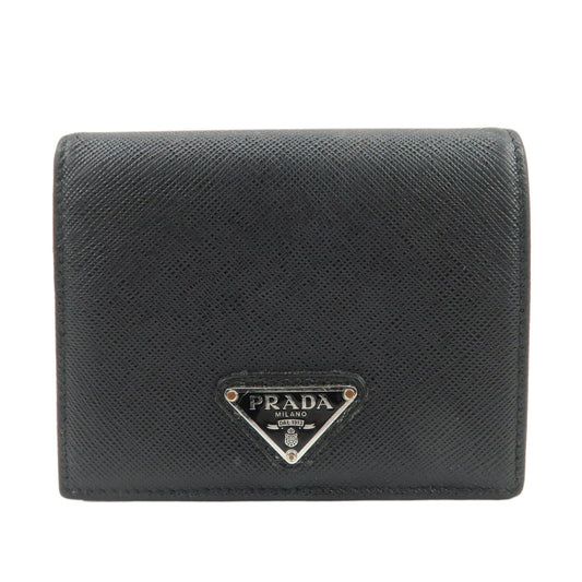 Prada Triangle Logo Saffiano Leather Bi-Fold Compact Wallet Black【Pre-order】