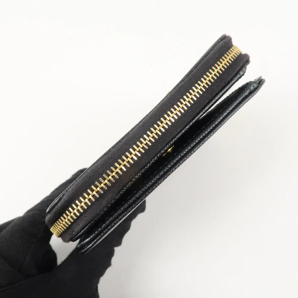 Prada Logo Leather Zip Around Bi-fold Wallet Black【Pre-order】