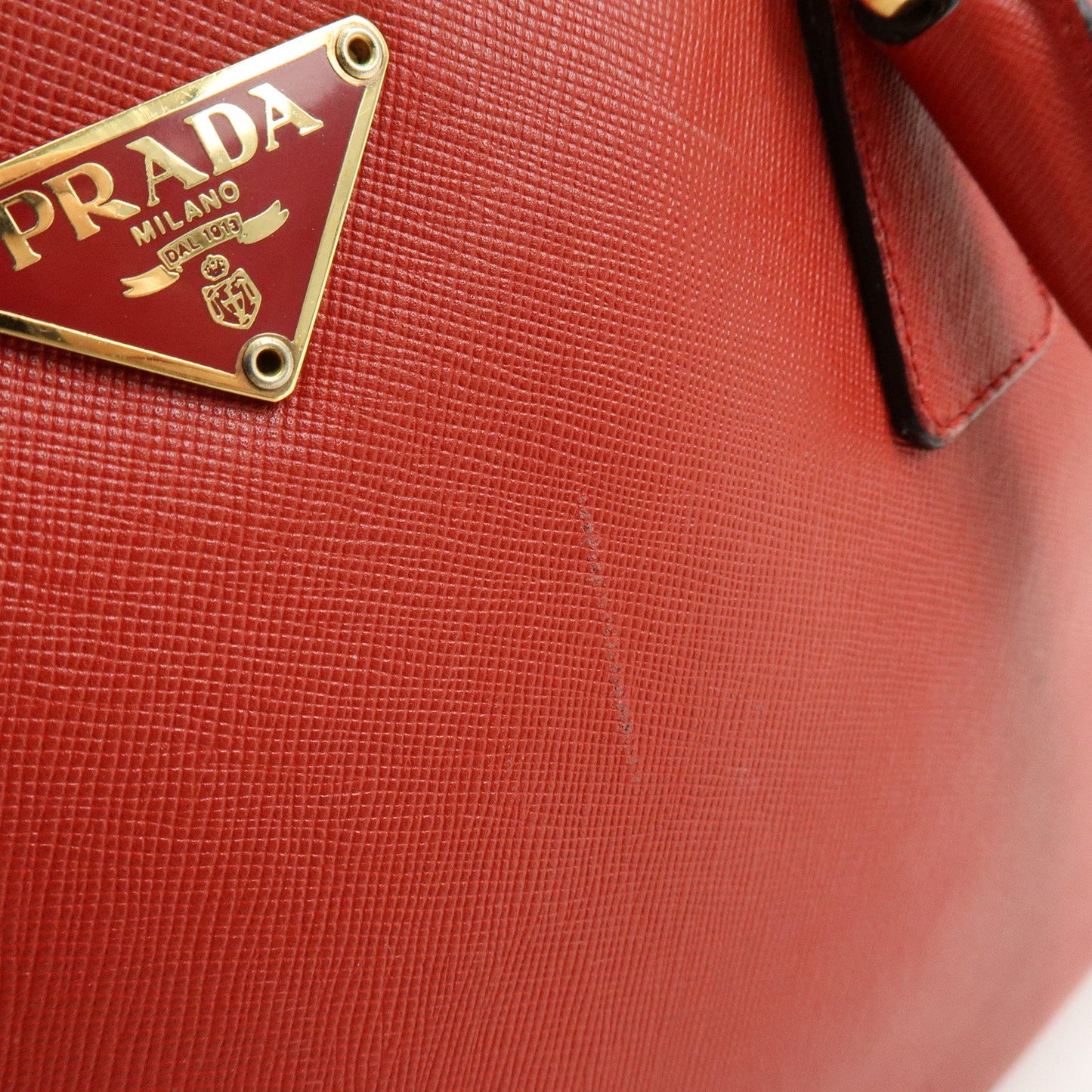 Prada Triangle Logo Saffiano Leather Shoulder Bag Hand Bag Red【Pre-order】