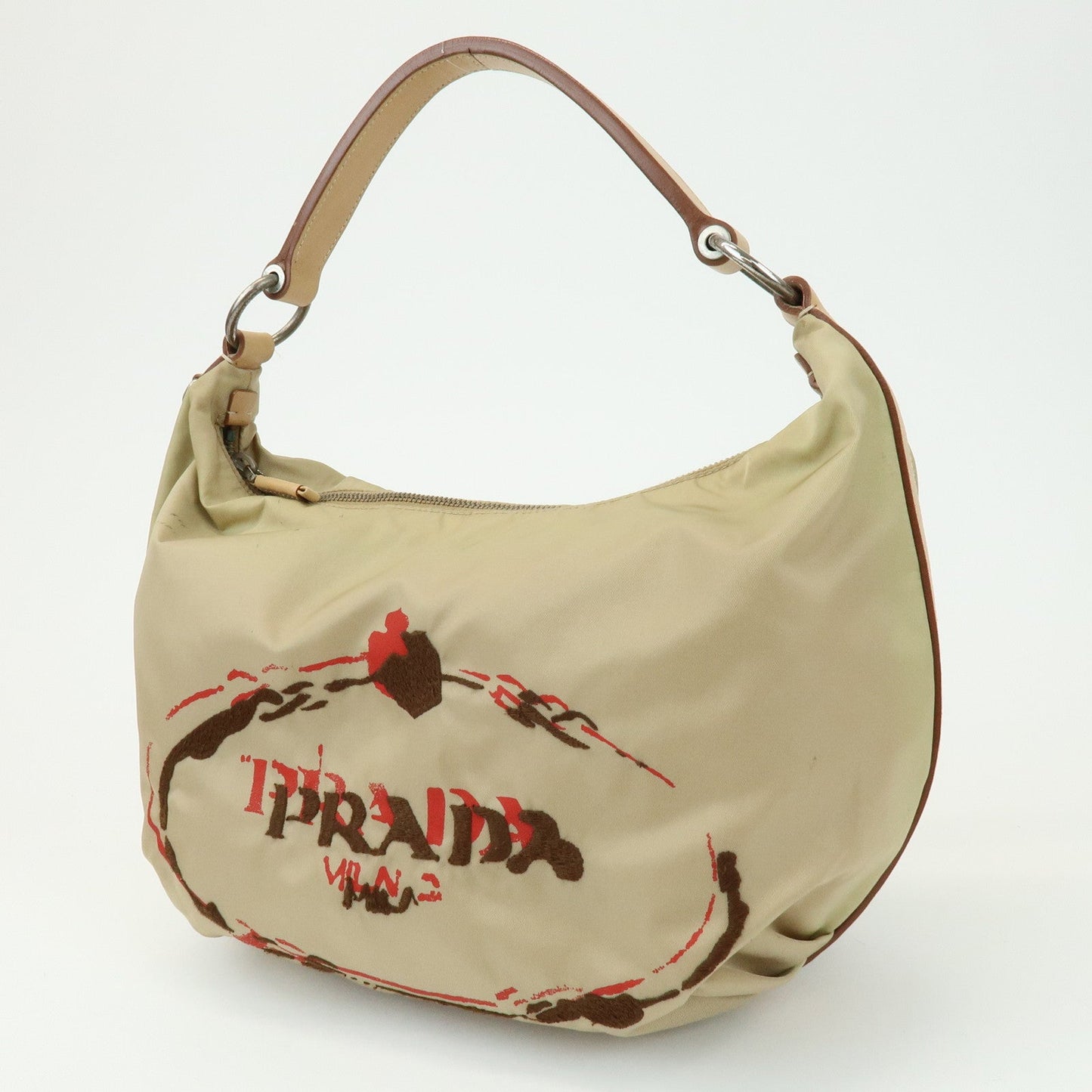 Prada Logo Nylon Leather Shoulder Bag Hand Bag Beige BR3315【Pre-order】