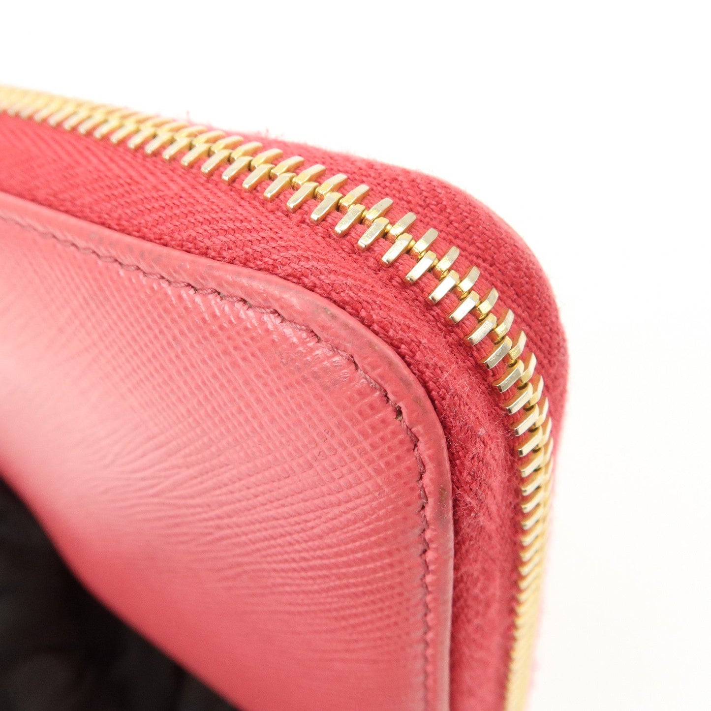 Prada Logo Saffiano Leather Round Zippy Long Wallet Pink 1M0506【Pre-order】