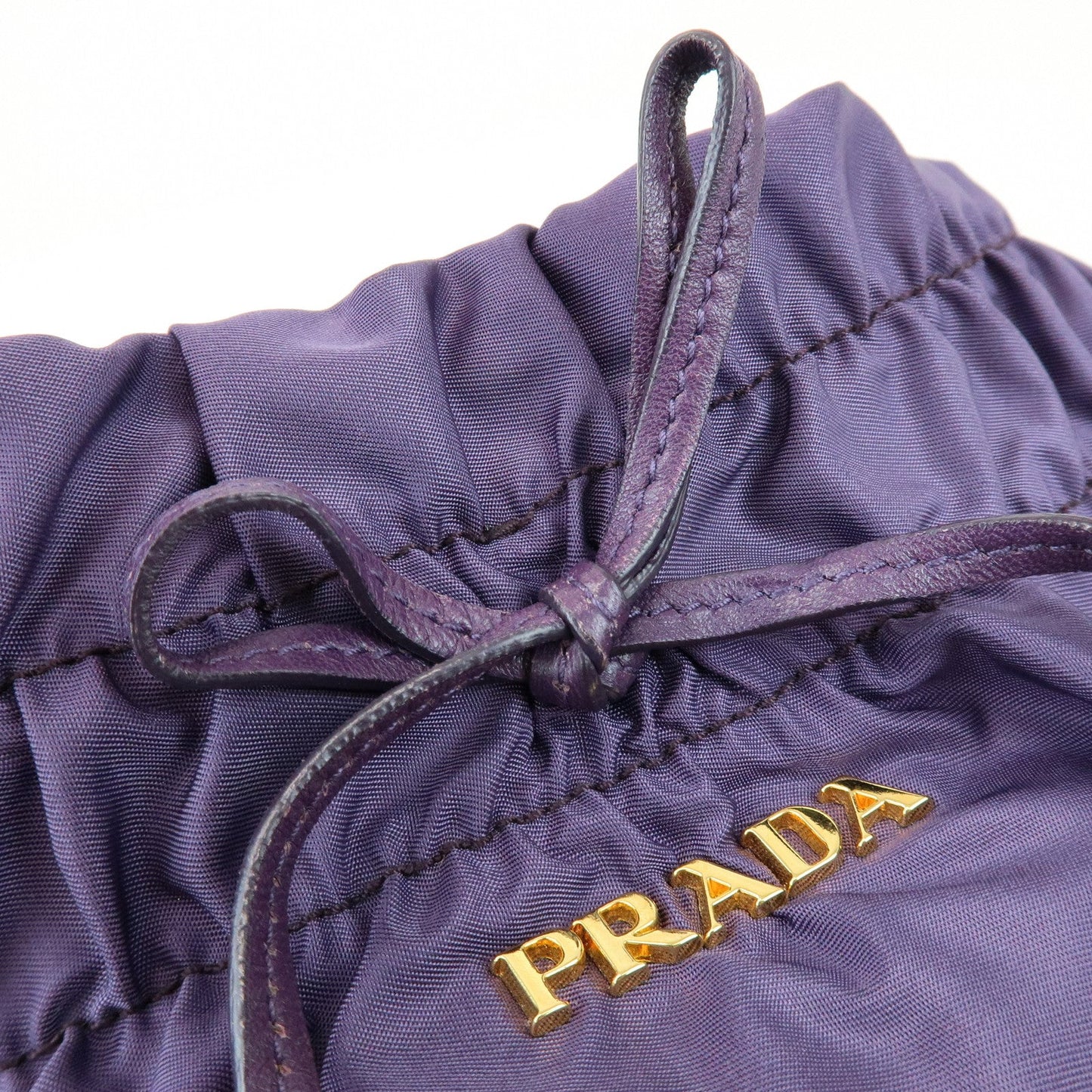Prada Ribbon Nylon Leather Shoulder Bag Hand Bag Purple BR4237【Pre-order】