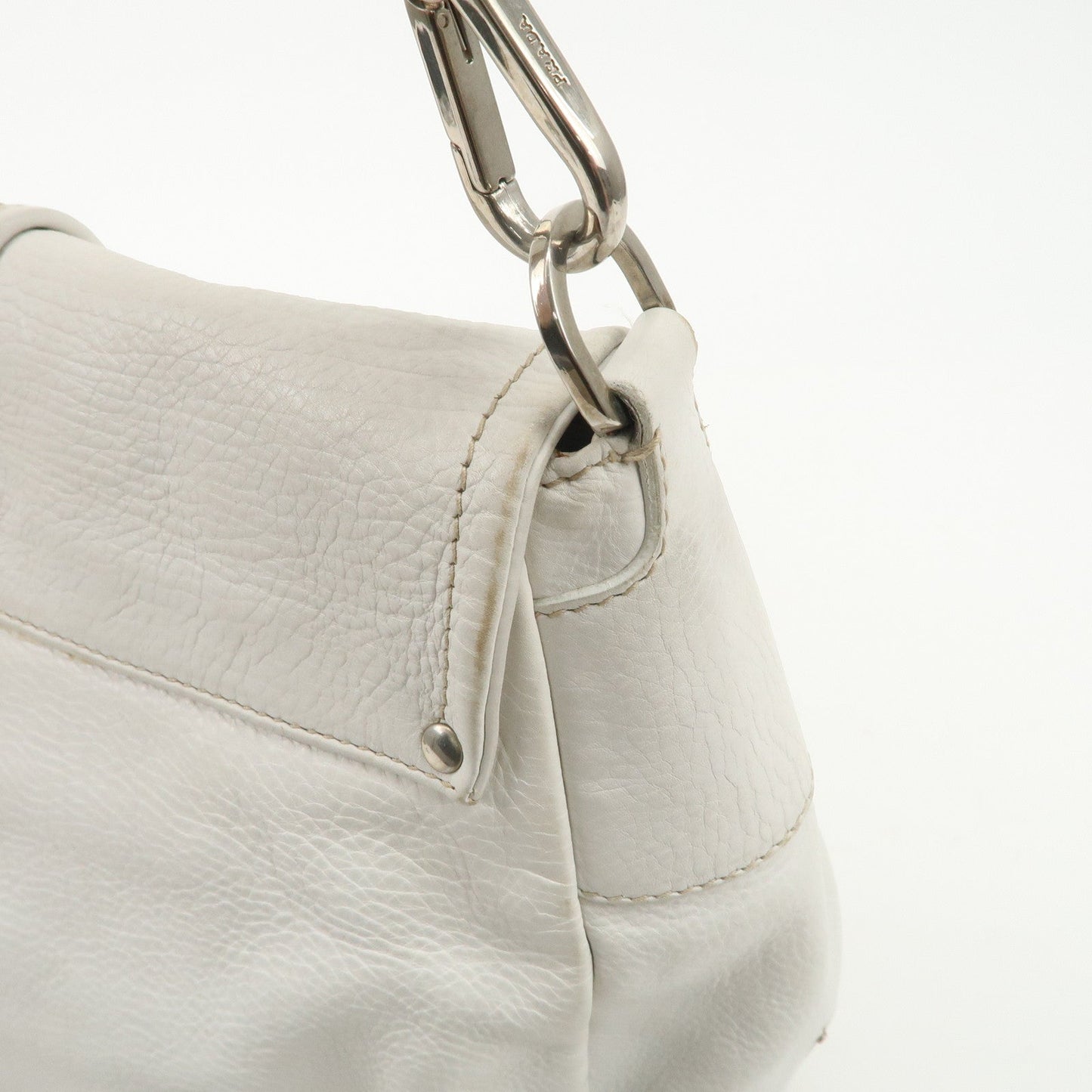 Prada Triangle Logo Leather Nylon Shoulder Bag White Beige【Pre-order】