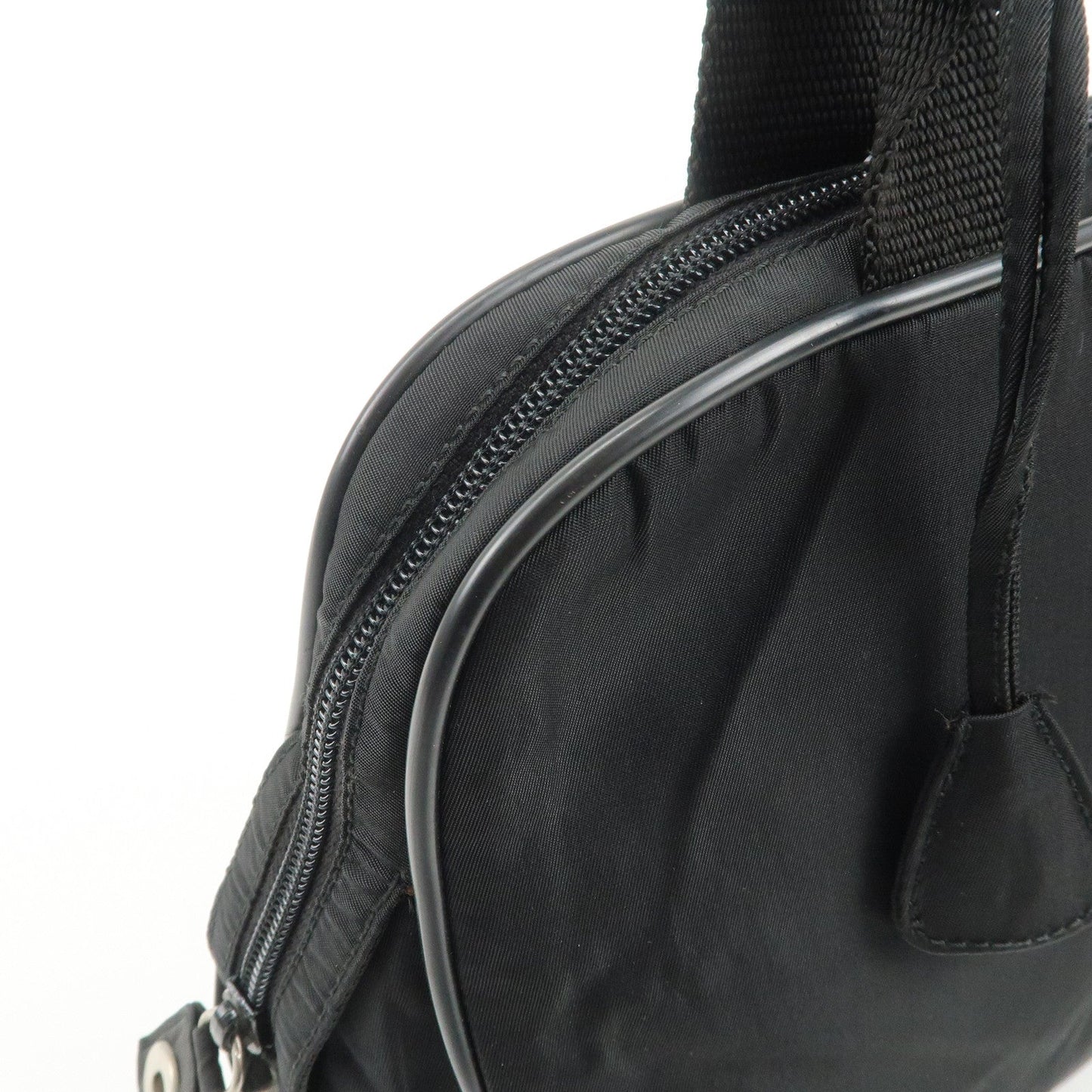 Prada Triangle Logo Nylon Leather Hand Bag Boston Bag Black【Pre-order】