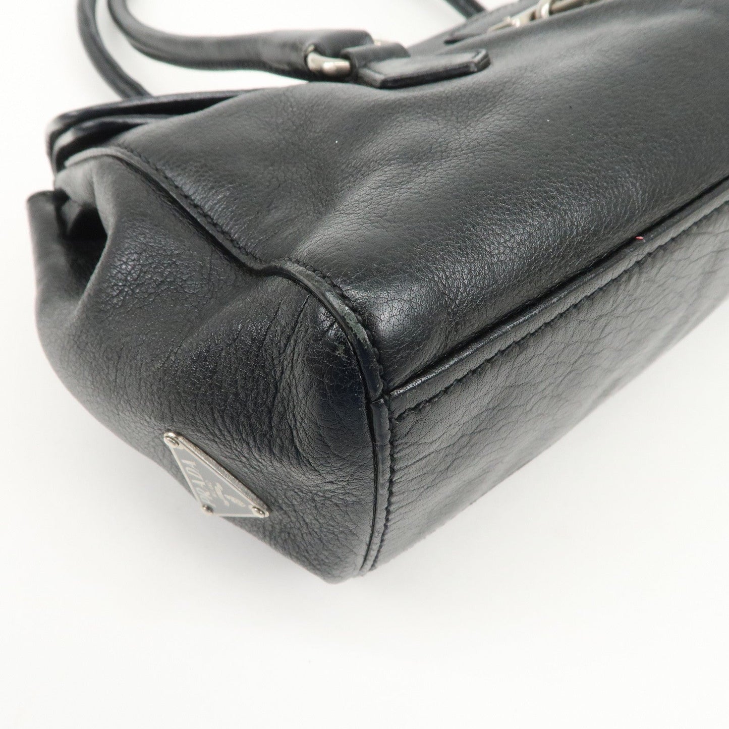 Prada Triangle Logo Leather Shoulder Bag Hand Bag Black【Pre-order】