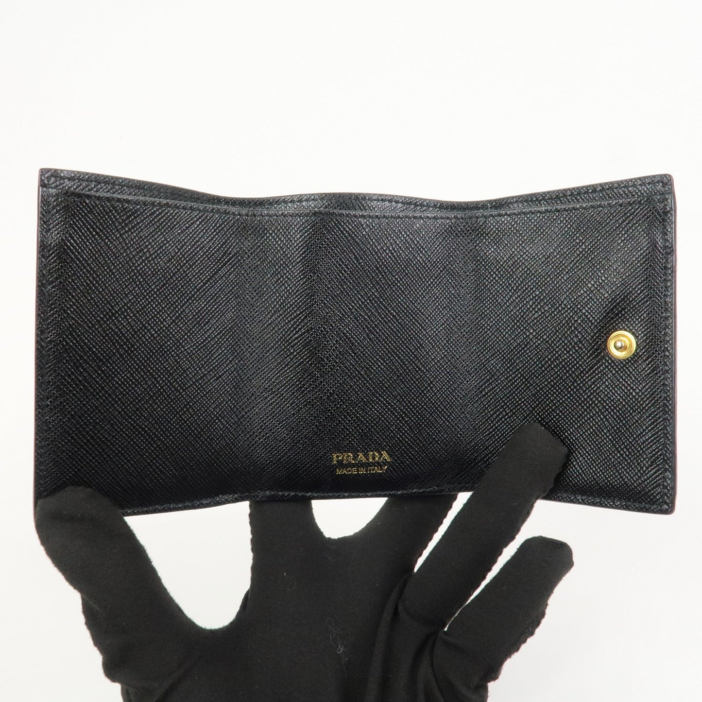 Prada Logo Saffiano Metal Tri-fold Small Wallet Black 1MH021【Pre-order】