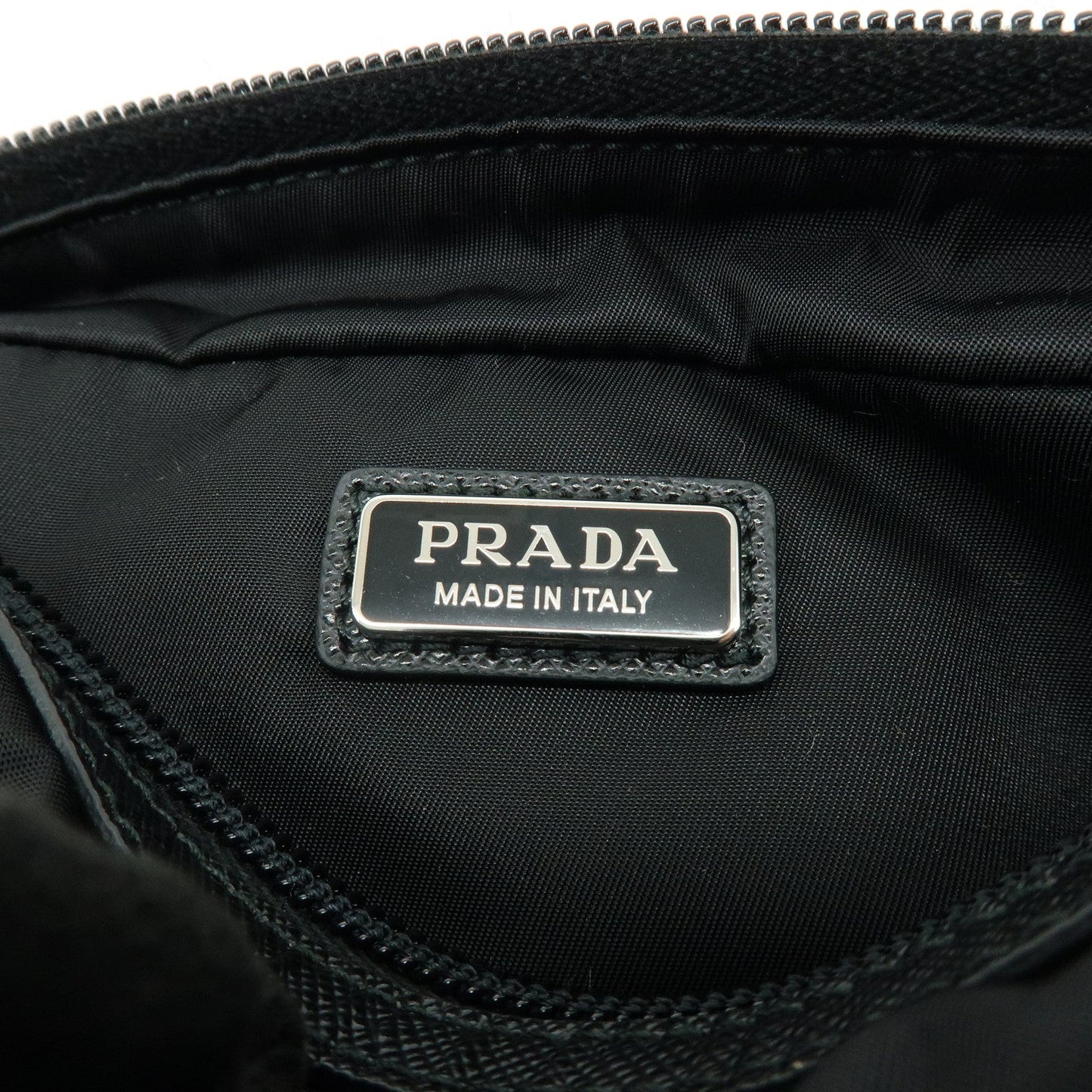 Prada Triangle Logo Nylon Saffiano Leather Pouch Black【Pre-order】