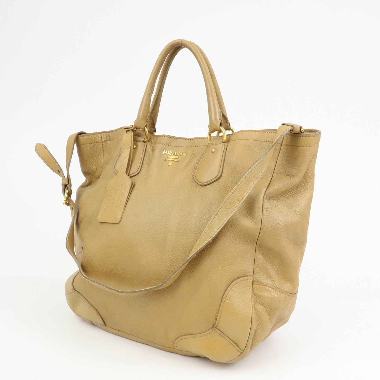 Prada Calf Leather 2Way Bag Hand Bag Shoulder Bag Beige【Pre-order】