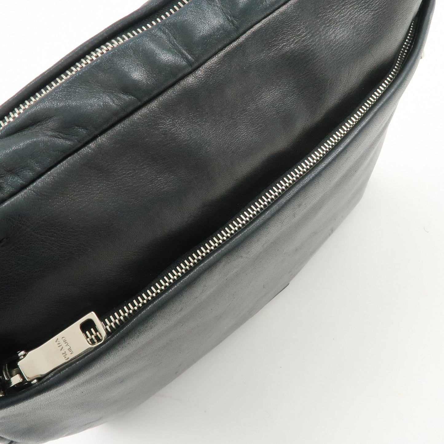 Prada Triangle Logo Lamb Skin Canvas Shoulder Crossbody Bag Black【Pre-order】