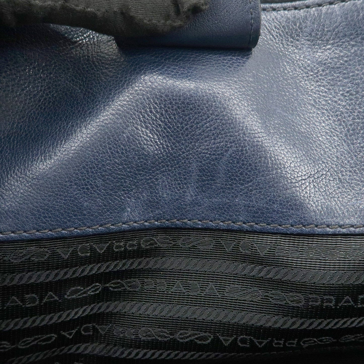 Prada Triangle Logo Leather 2Way Bag Tote Bag Hand Bag Navy B2625M【Pre-order】