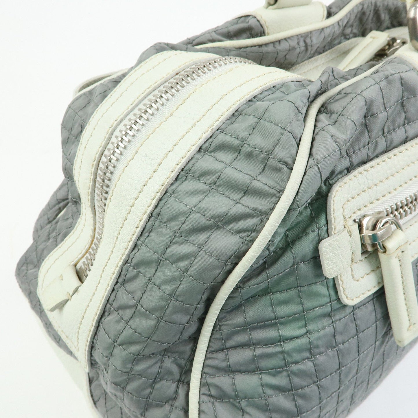 Prada Sports Nylon Leather Boston Bag Hand Bag Gray Irvory【Pre-order】