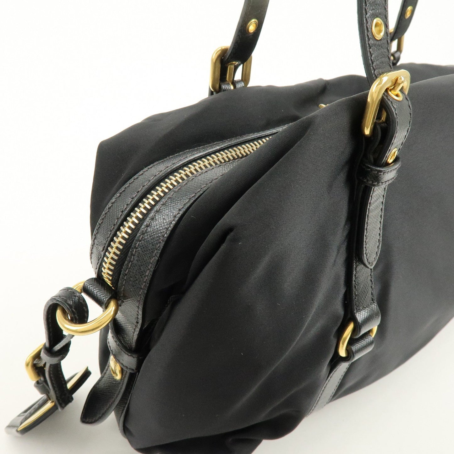 Prada Logo Nylon Leather Boston Bag Shoulder Bag Black BL0600【Pre-order】