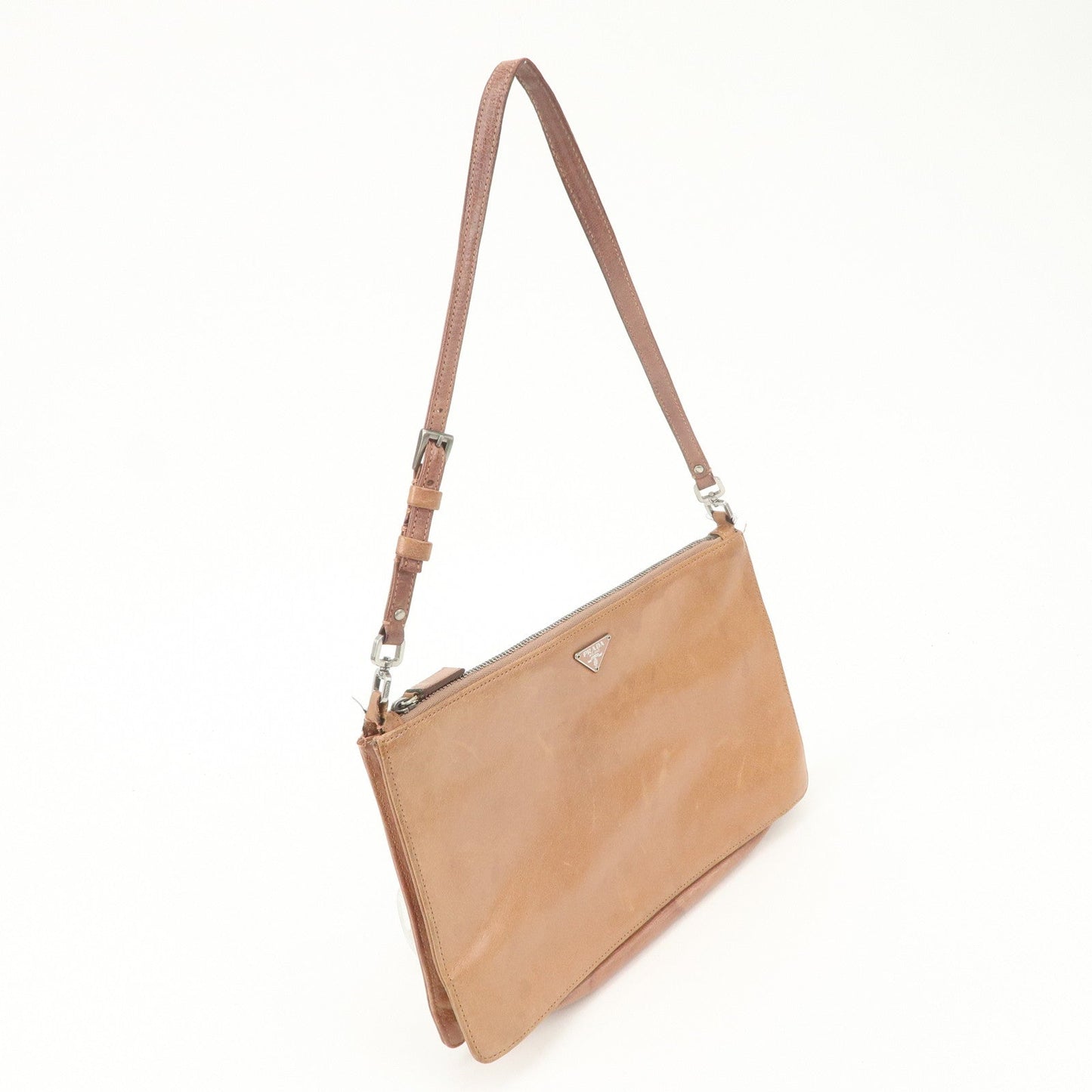 Prada Triangle Logo Leather Shoulder Bag Hand Bag Brown Used【Pre-order】