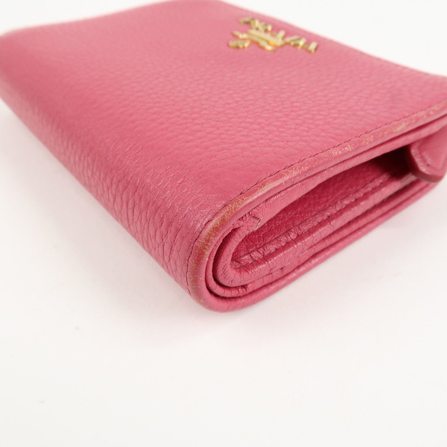 Prada Logo Leather Bi-Fold Wallet Small Wallet Pink 1ML018 Used【Pre-order】