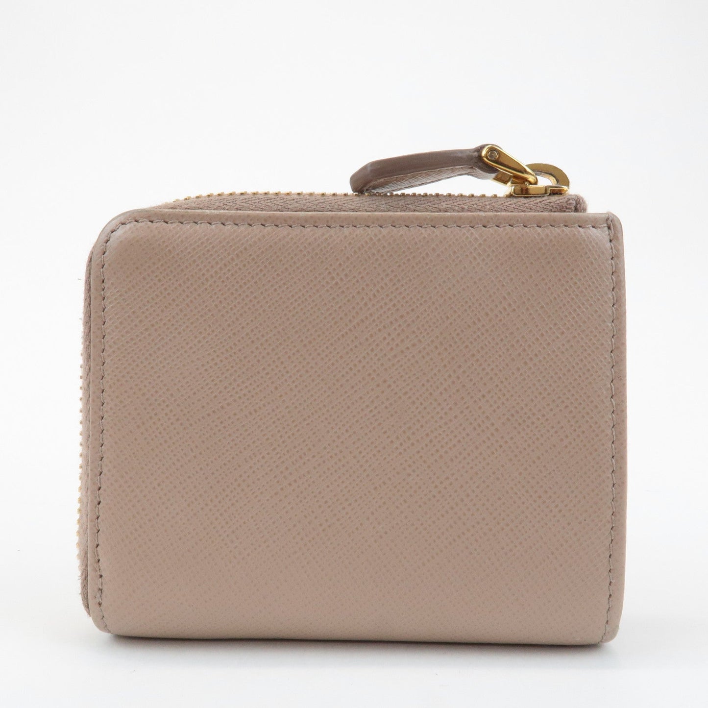 Prada Logo Saffiano Leather Zippy Coin Case Pink Beige 1ML025 Used【Pre-order】
