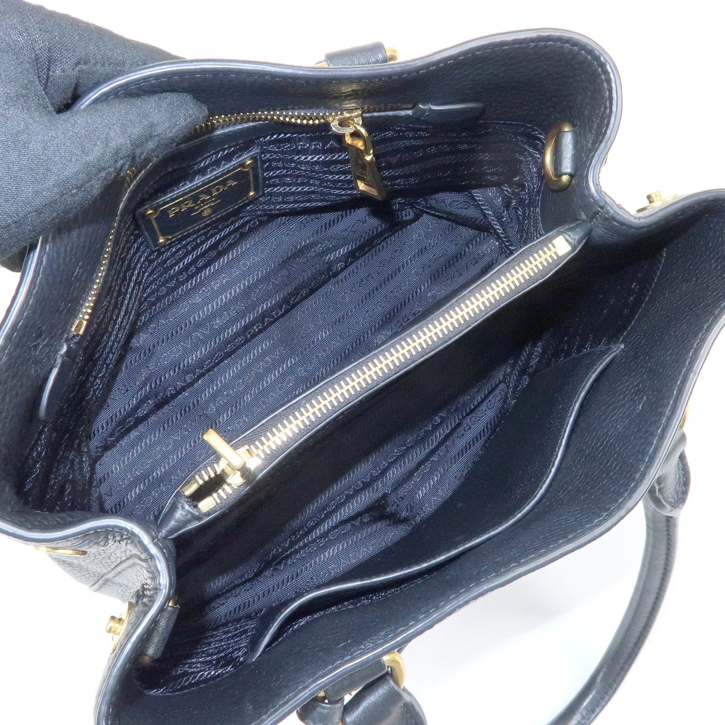 Prada Logo Calf Leather Tote Bag Hand Bag Black【Pre-order】