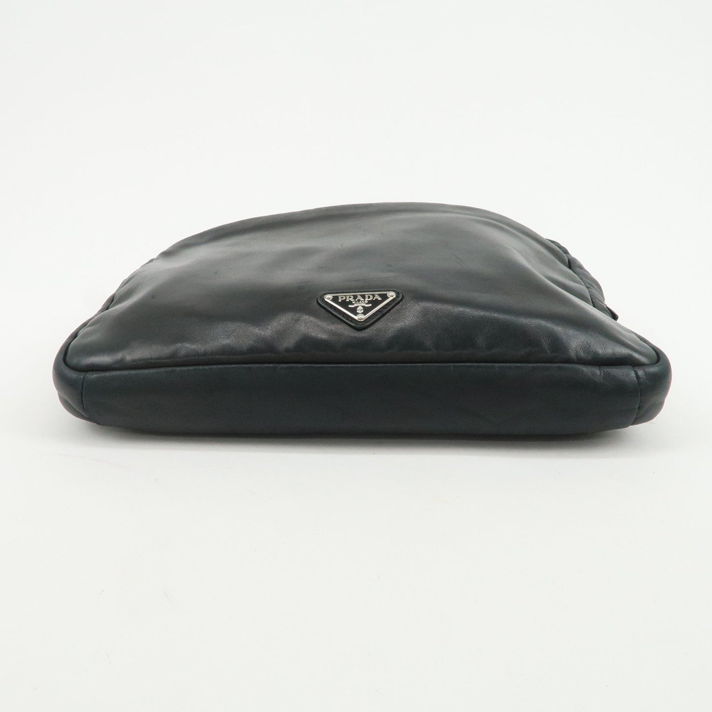 Prada Triangle Logo Lamb Skin Canvas Shoulder Crossbody Bag Black【Pre-order】
