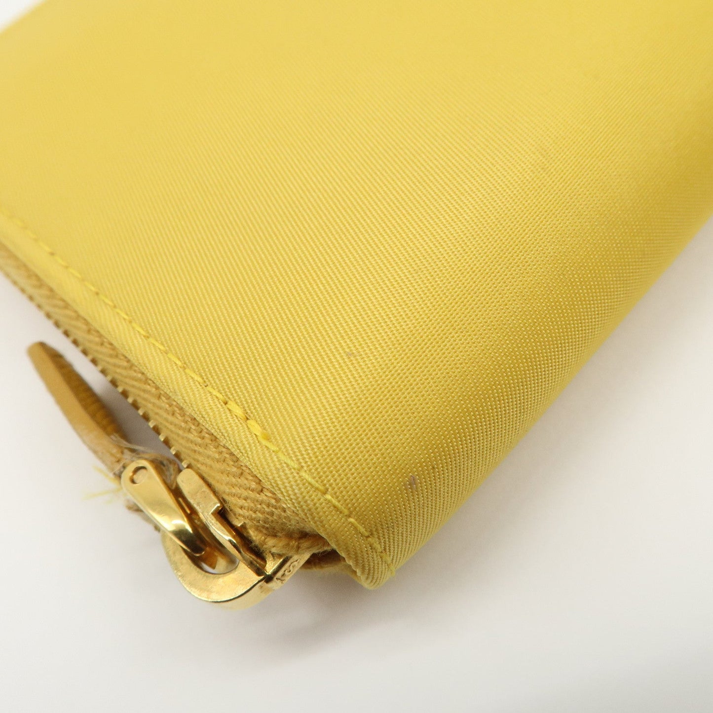 Prada Triangle Logo Nylon Leather Round Zippy Long Wallet Yellow【Pre-order】