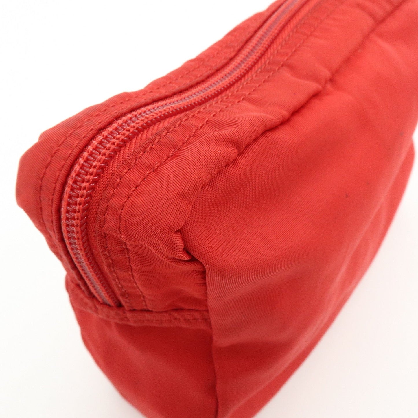 Prada Triangle Logo Set of 2 Nylon Pouch Cosmetic Pouch Red Khaki【Pre-order】