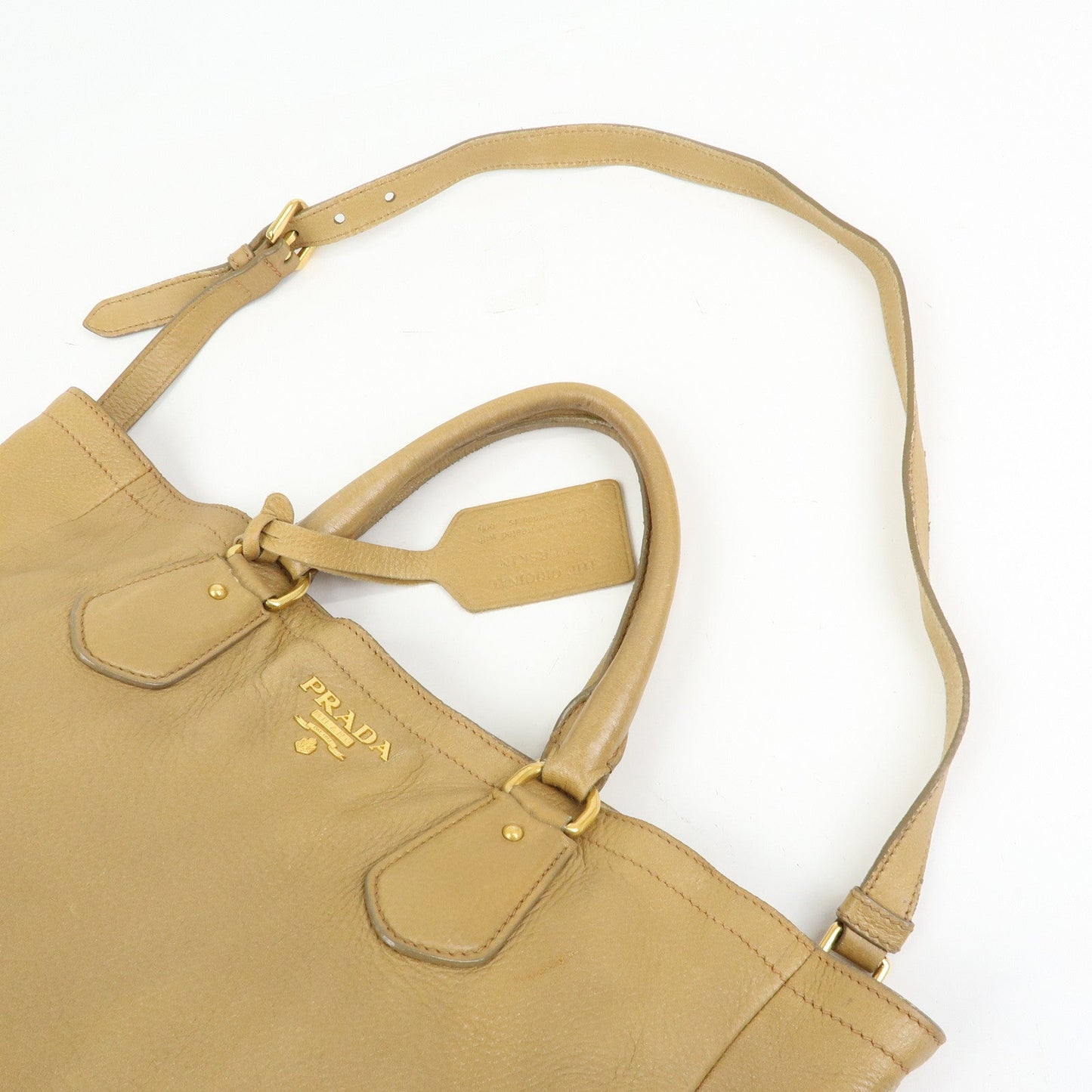 Prada Calf Leather 2Way Bag Hand Bag Shoulder Bag Beige【Pre-order】