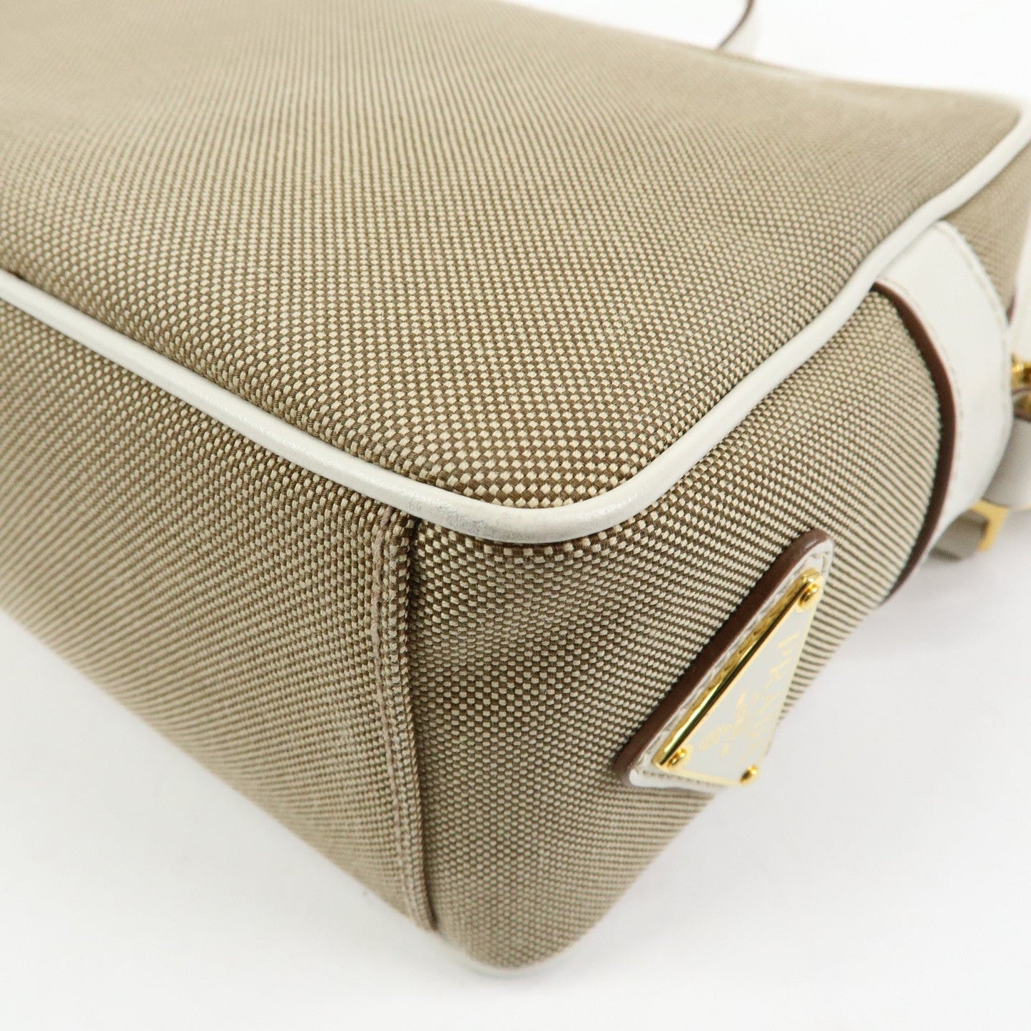 Prada Logo Jacquard Leather Shoulder Bag Beige White 1BH089【Pre-order】
