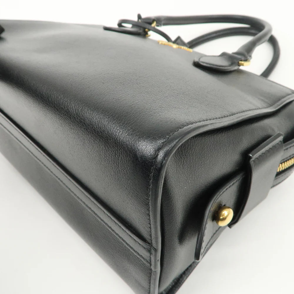 Prada Leather 2Way Bag Hand Bag Black Gold Hardware【Pre-order】