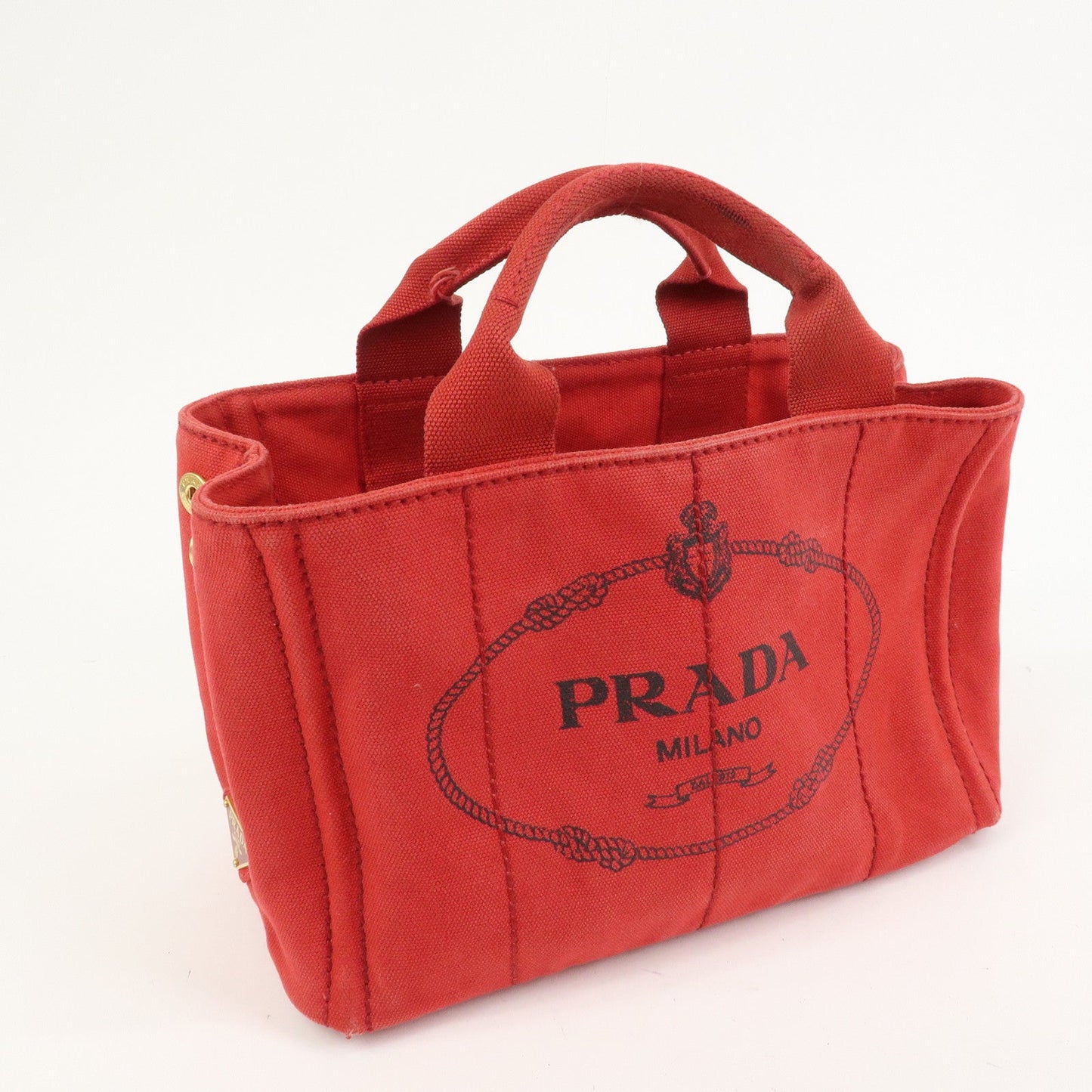 Prada Logo Canapa Mini Canvas Hand Bag Tote Bag Red BN2439【Pre-order】