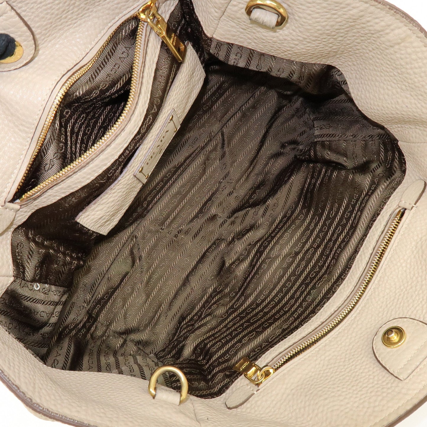 Prada Triangle Logo Leather 2Way Hand Shoulder Bag Beige BN2795【Pre-order】