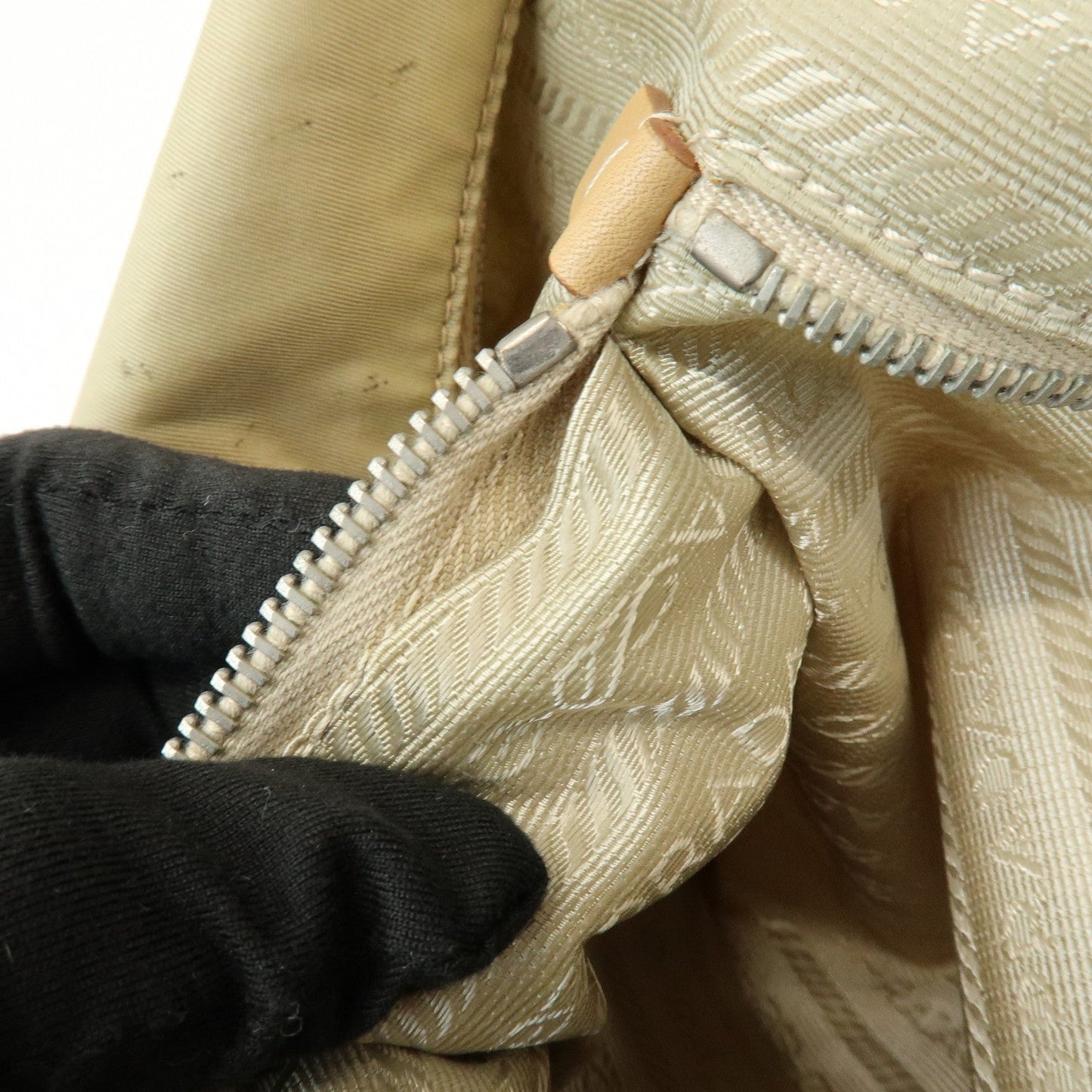 Prada Logo Nylon Leather Shoulder Bag Hand Bag Beige BR3315【Pre-order】