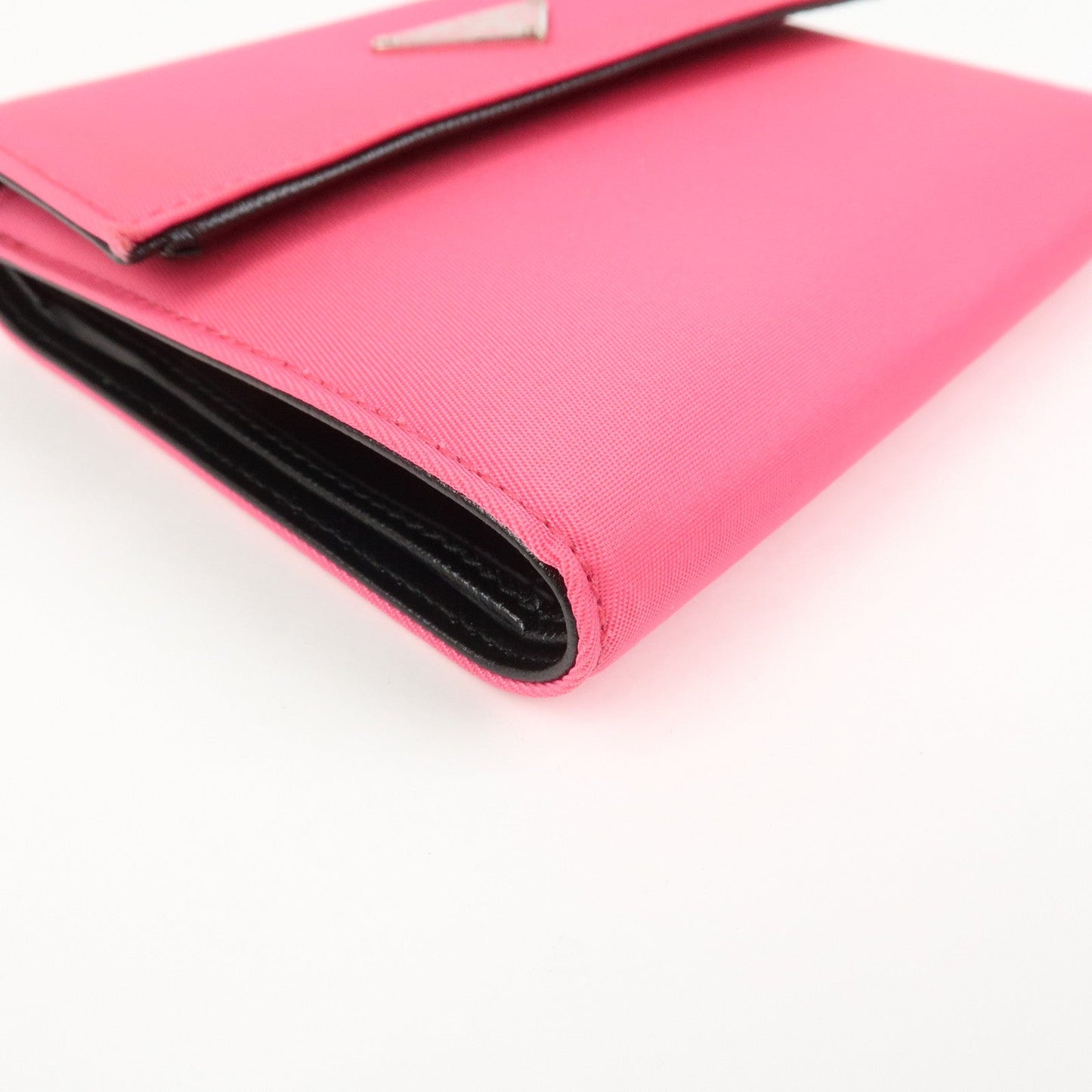 Prada Triangle Logo Tessuto Nylon Mini Compact Wallet Neon Pink【Pre-order】