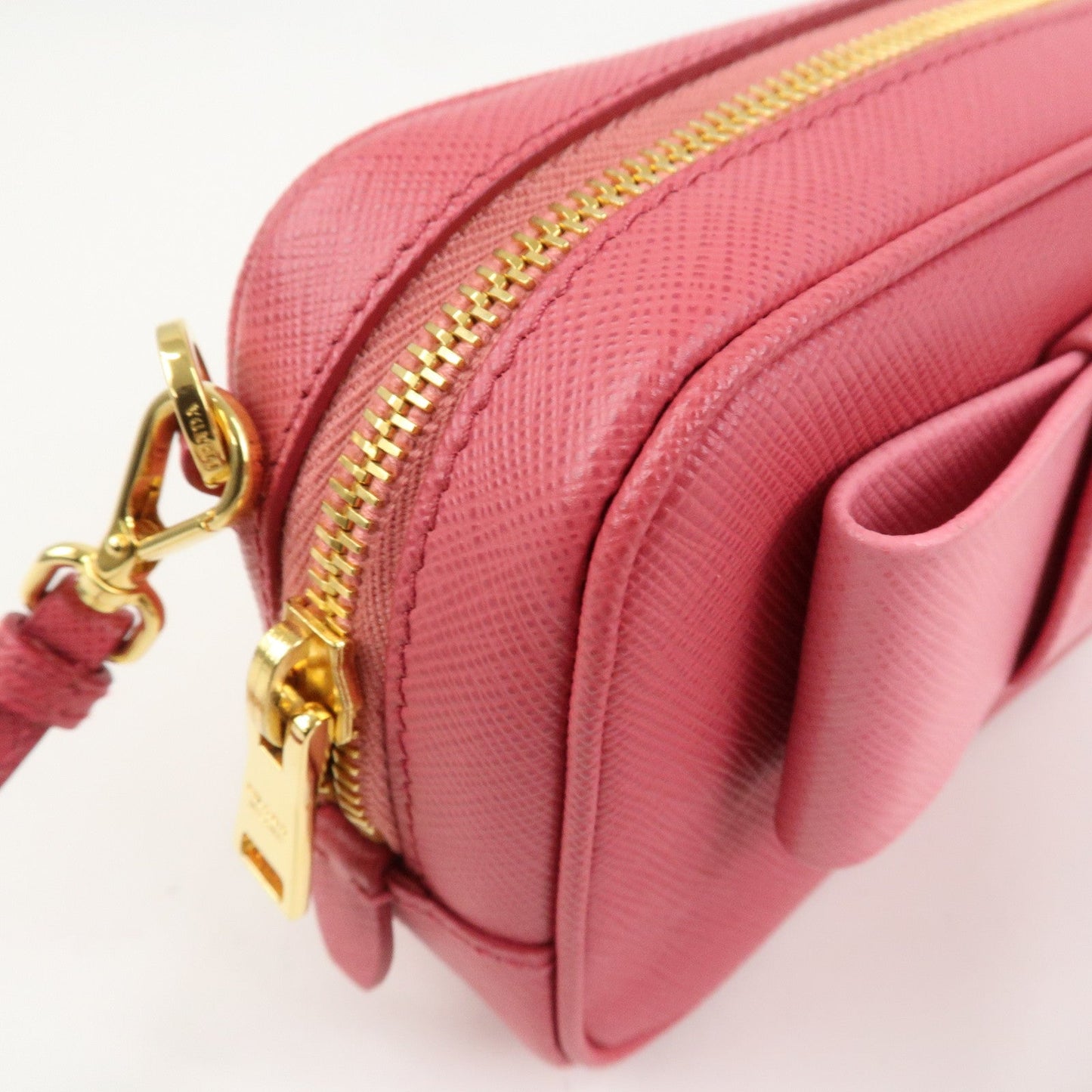 Prada Saffiano Leather Ribbon Mini Camera Shoulder Bag Pink 1N1674【Pre-order】