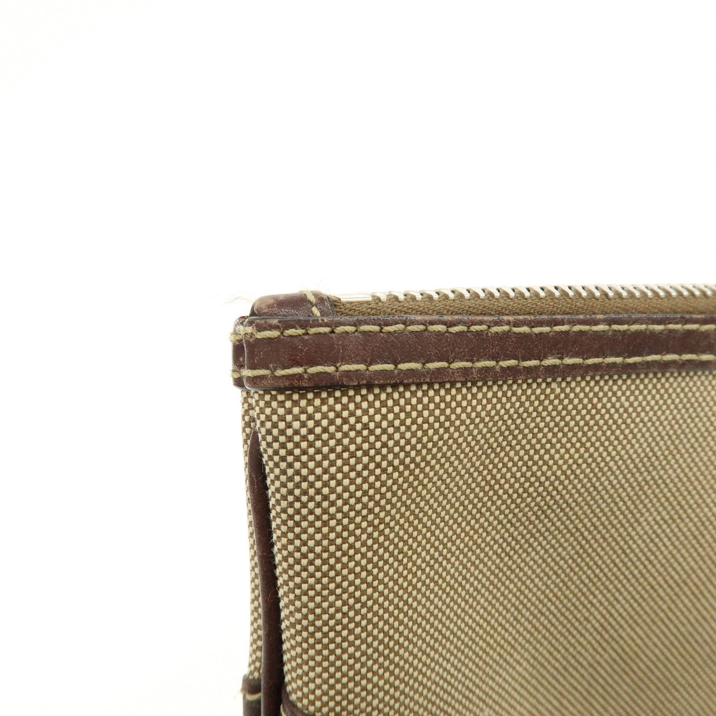 Prada Logo Jacquard Leather Pouch Cosmetic Case Beige Brown【Pre-order】