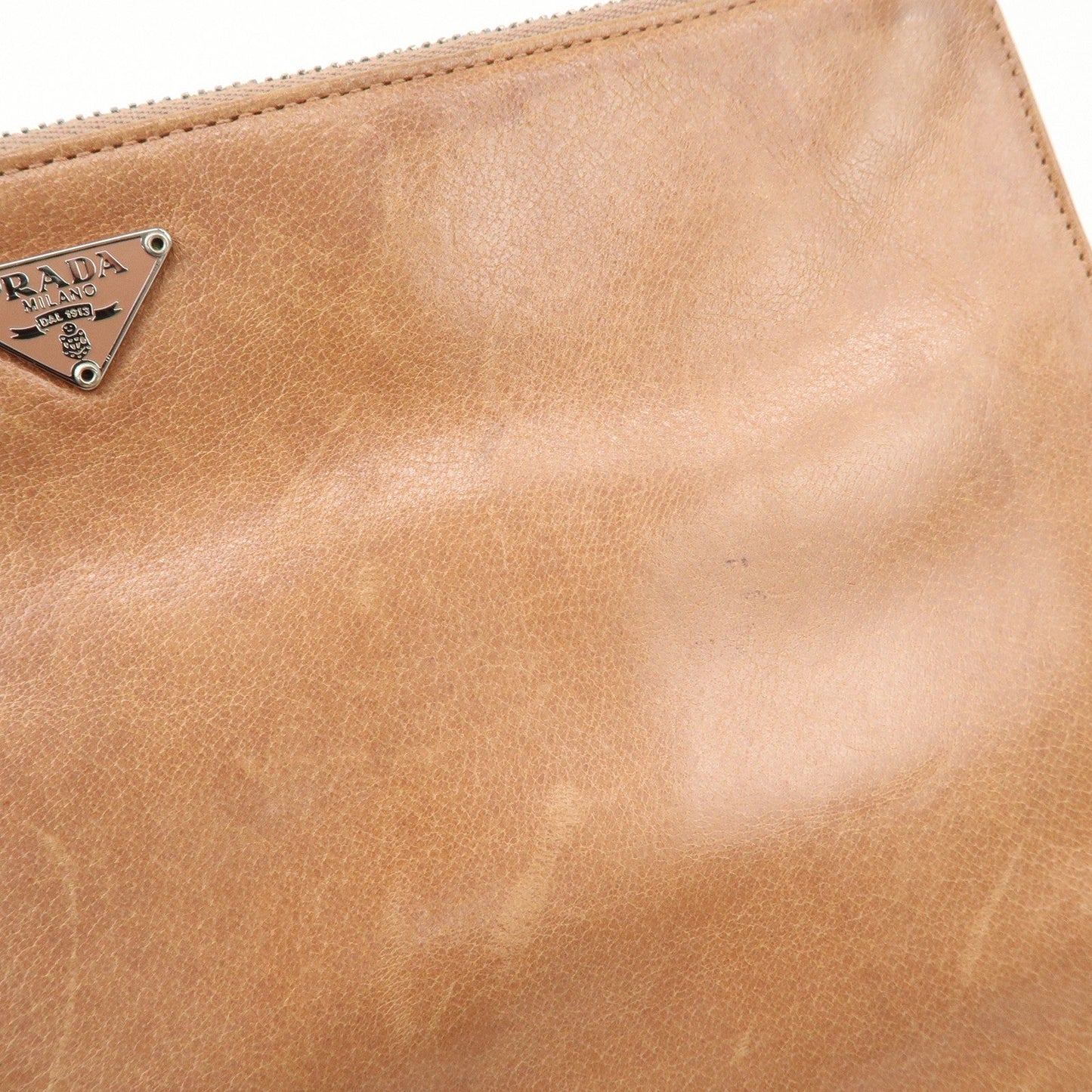 Prada Triangle Logo Leather Shoulder Bag Hand Bag Brown Used【Pre-order】