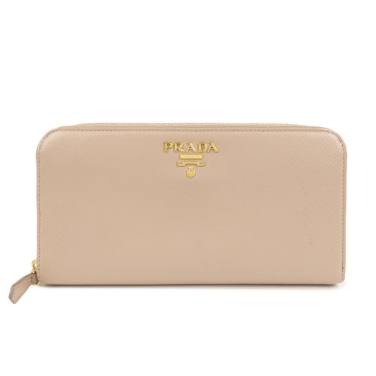 Prada Logo Saffiano Leather Round Zippy Long Wallet Beige 1ML506【Pre-order】