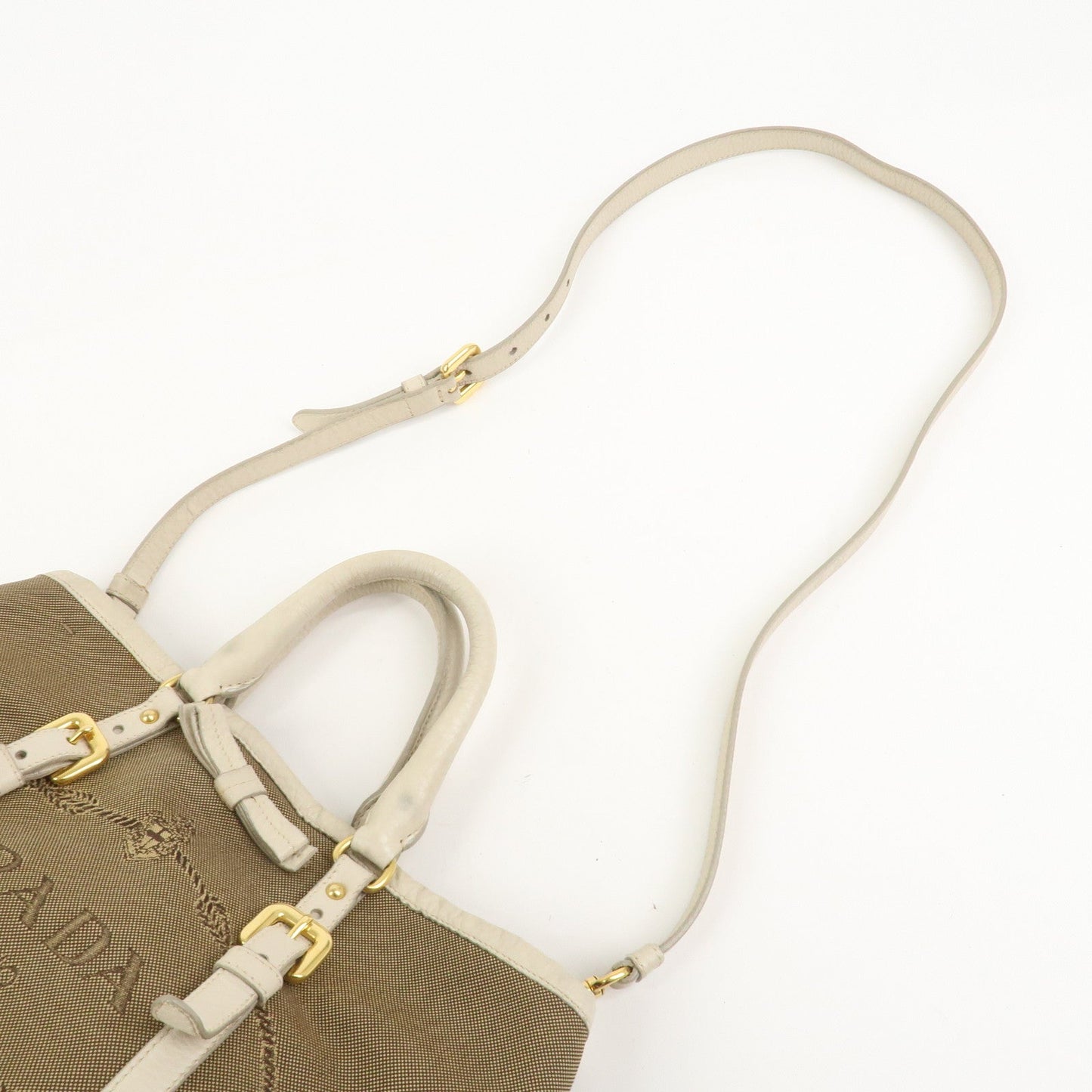 Prada Logo Jacguard Leather 2Way Tote Bag Brown Ivory BN1841【Pre-order】