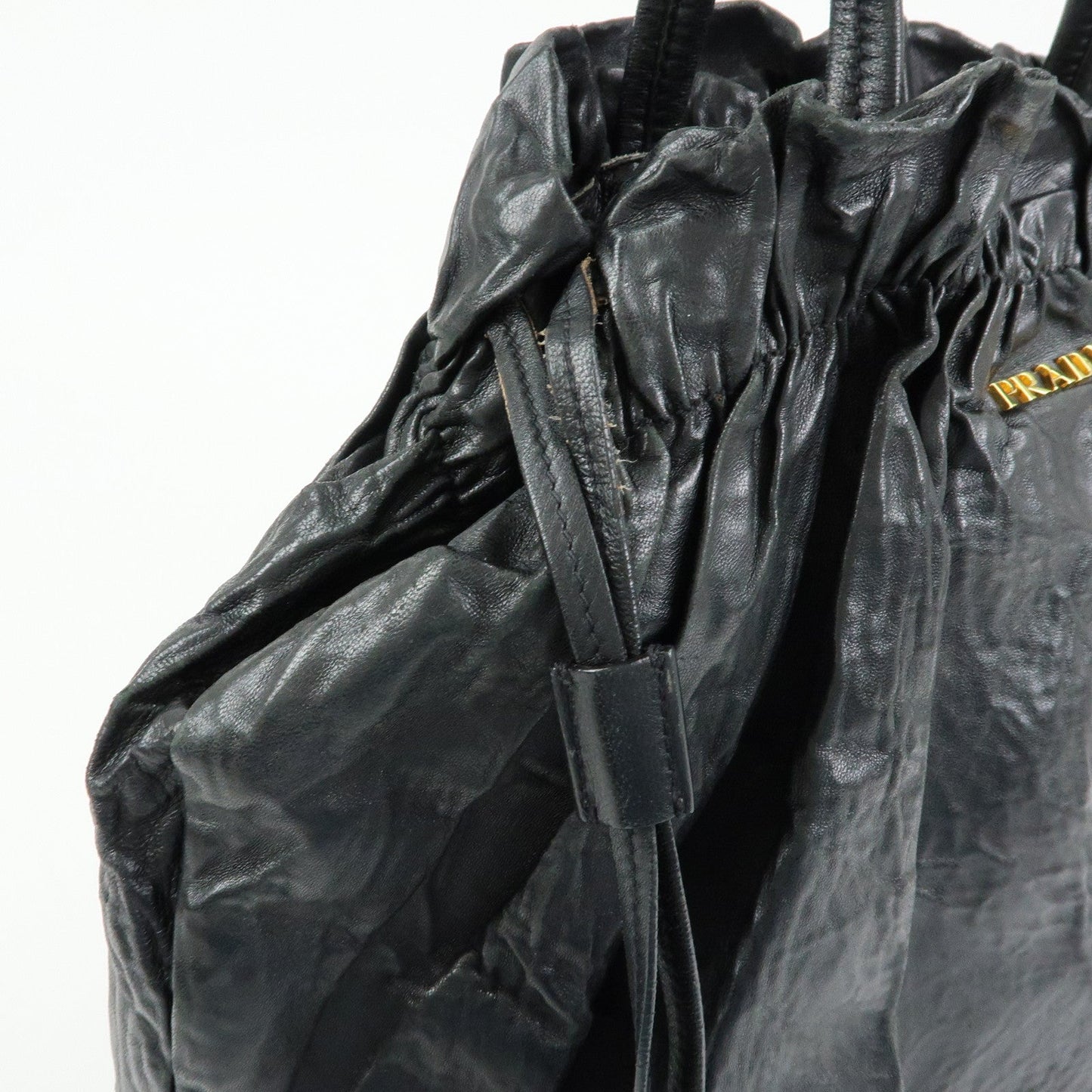 Prada Leather Drawstring Shoulder Bag Hand Bag Black【Pre-order】