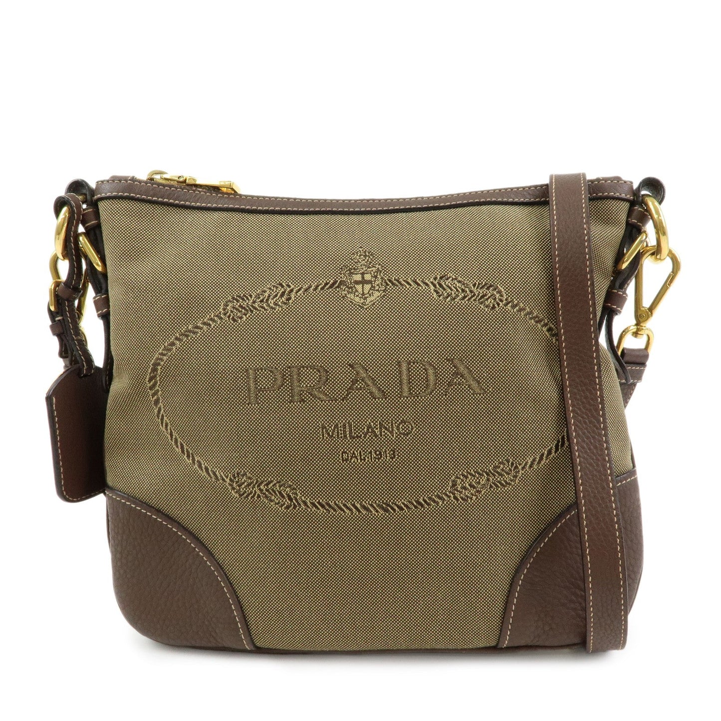 Prada Logo Jacguard Leather Shoulder Bag Crossbody Bag Brown 1BT867【Pre-order】