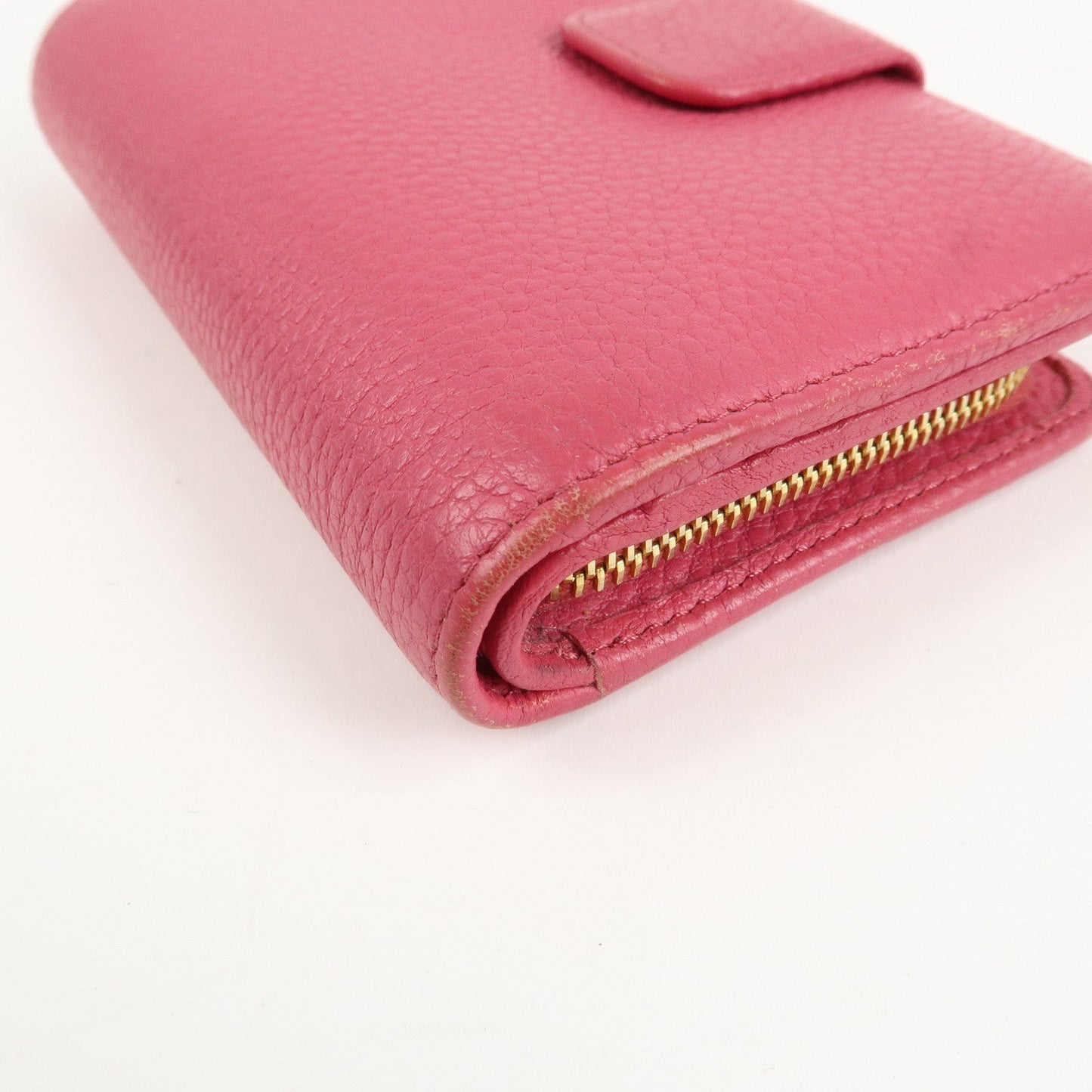 Prada Logo Leather Bi-Fold Wallet Small Wallet Pink 1ML018 Used【Pre-order】