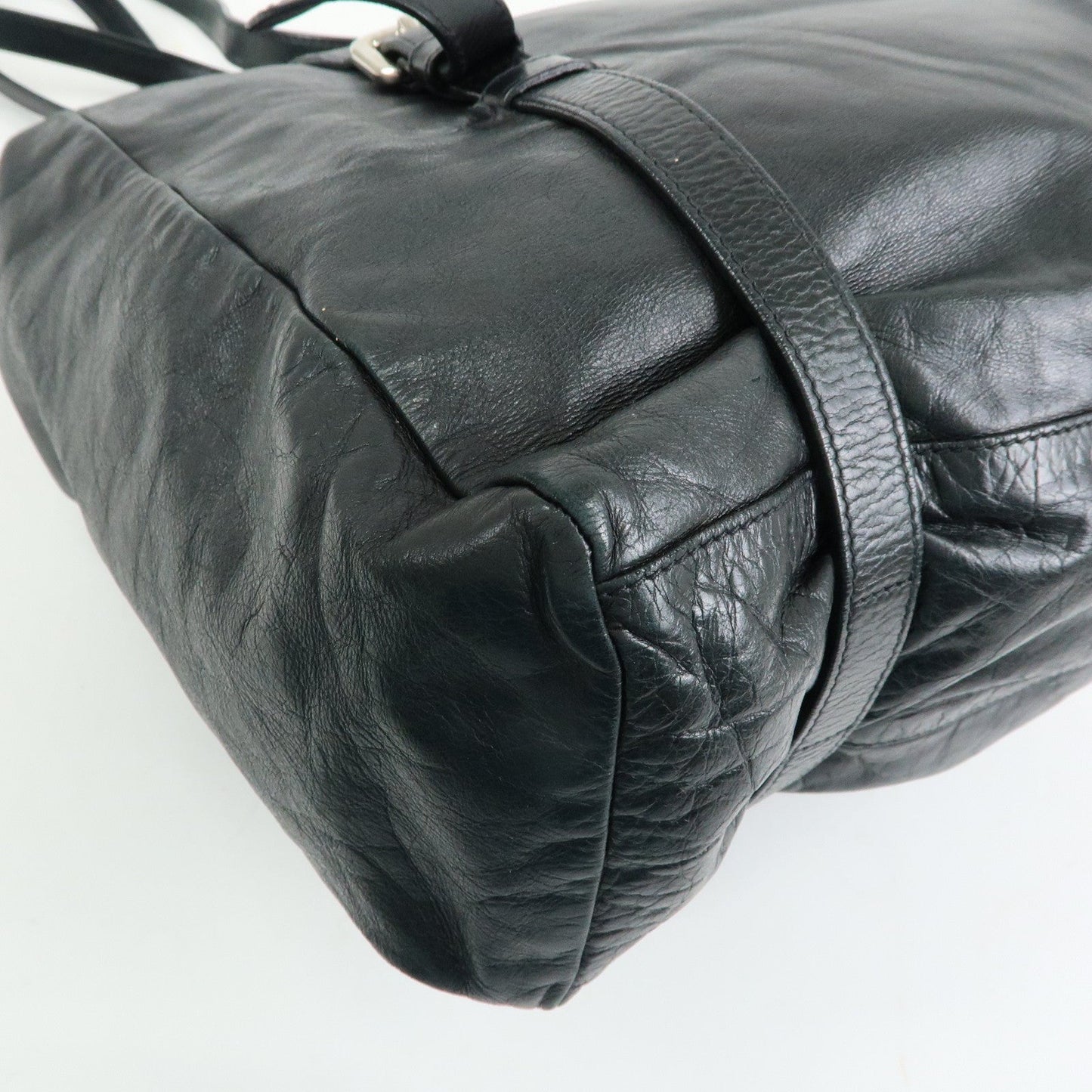 Prada Logo Leather Shoulder Bag Tote Bag Black Silver【Pre-order】