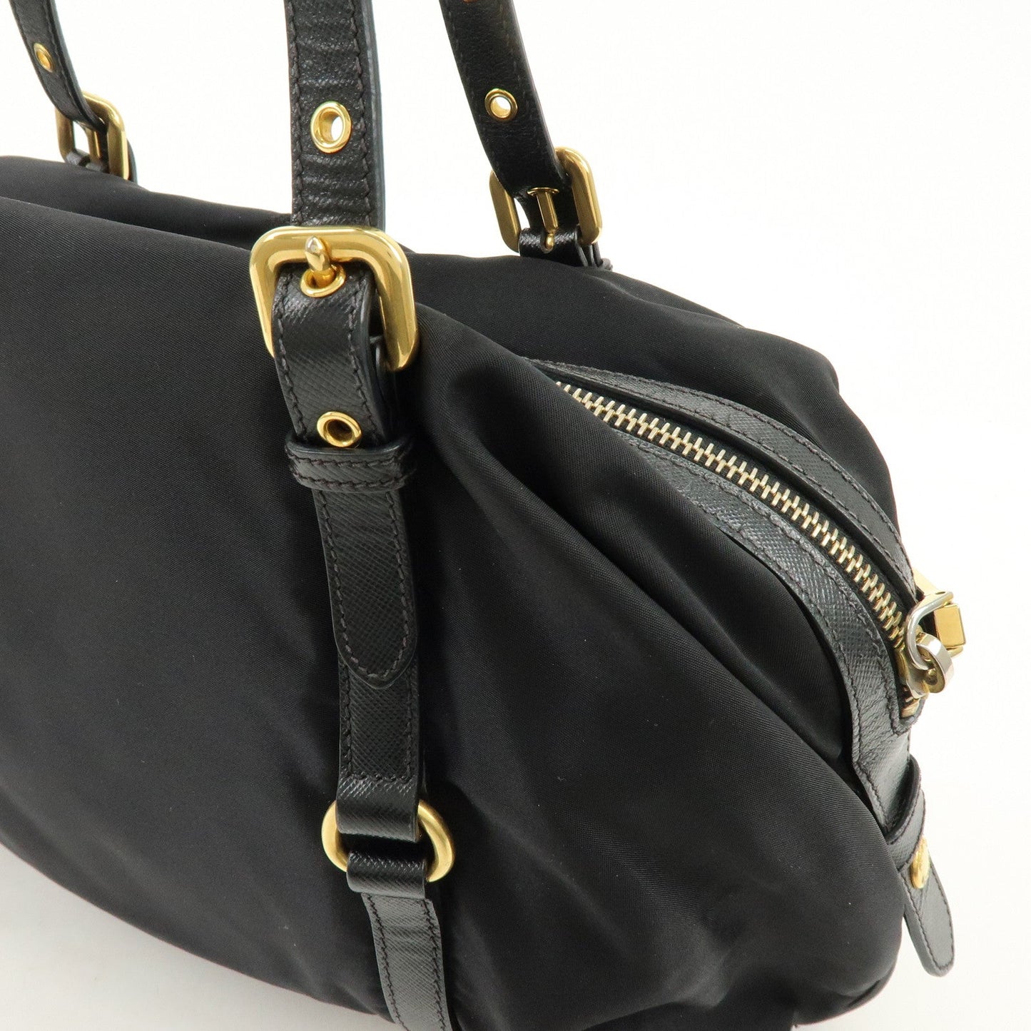 Prada Logo Nylon Leather Boston Bag Shoulder Bag Black BL0600【Pre-order】
