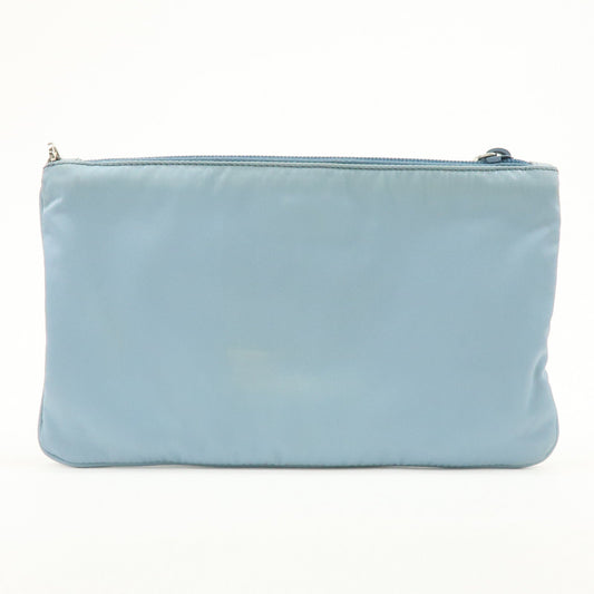 Prada Triangle Logo TESSUTO IMPUNTU Nylon Pouch Light Blue 1NH545【Pre-order】
