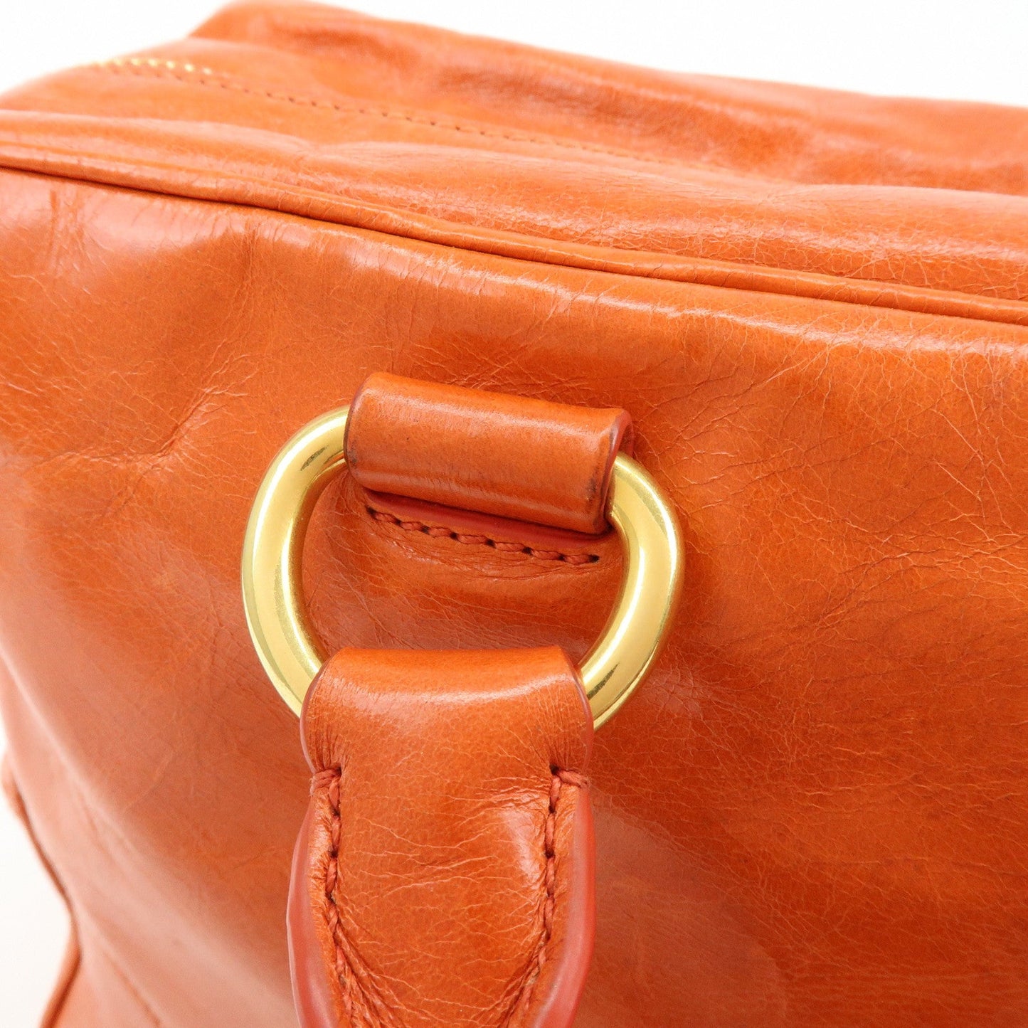 Prada Logo Leather Boston Bag Hand Bag Shoulder Bag Orange BL0821【Pre-order】