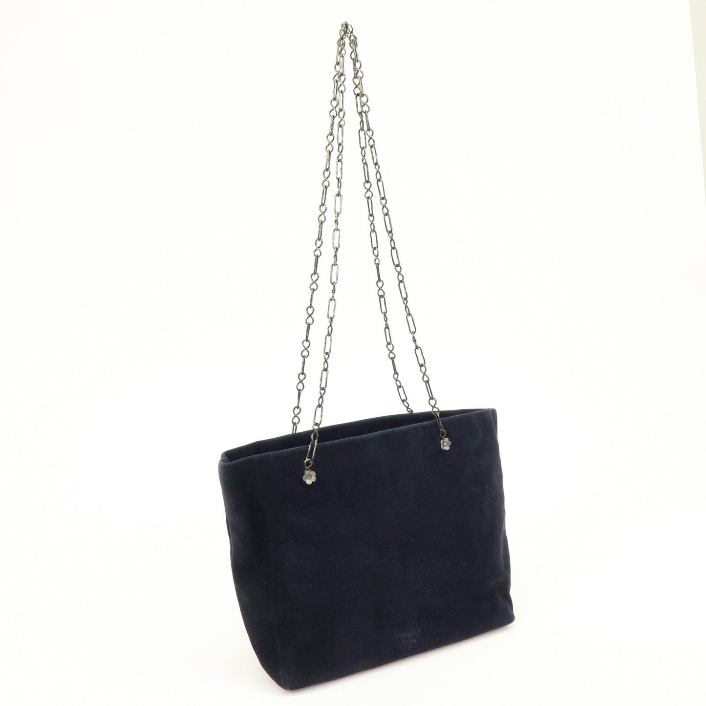 Prada Logo Suede Chain Shoulder Bag Tote Bag Dark Navy【Pre-order】